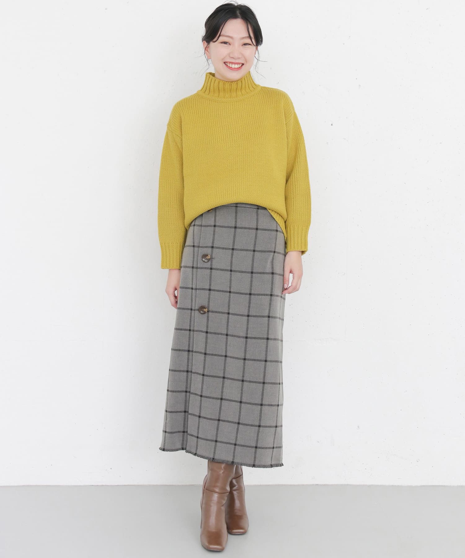 KBF+　リバーシブルチェックスカート GRAY one
