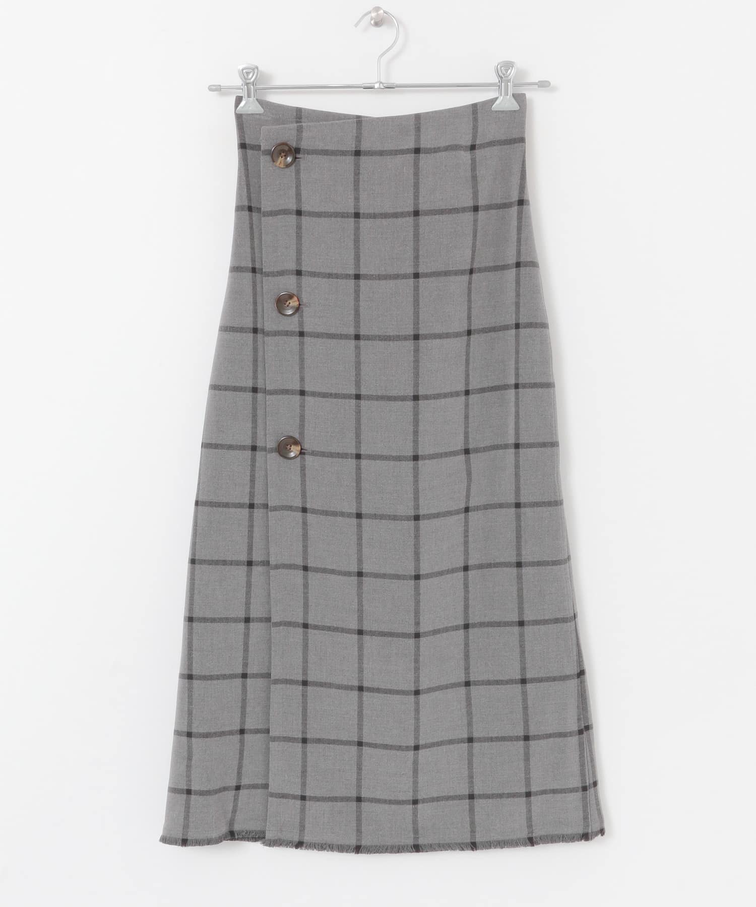 KBF+　リバーシブルチェックスカート GRAY one