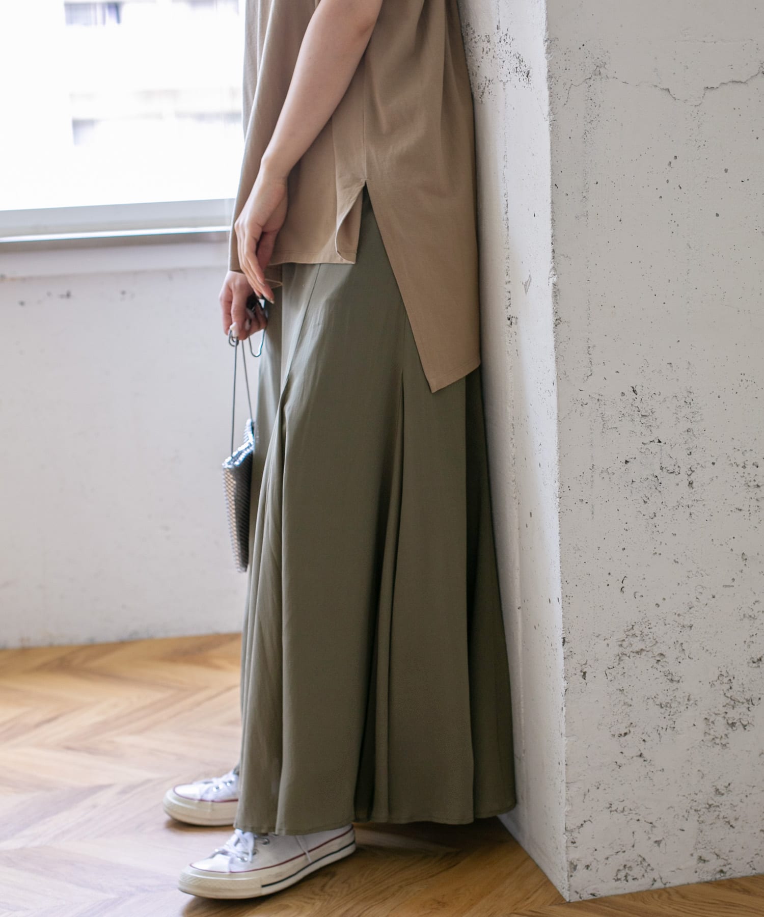 マキシフレアスカート∴ KHAKI one