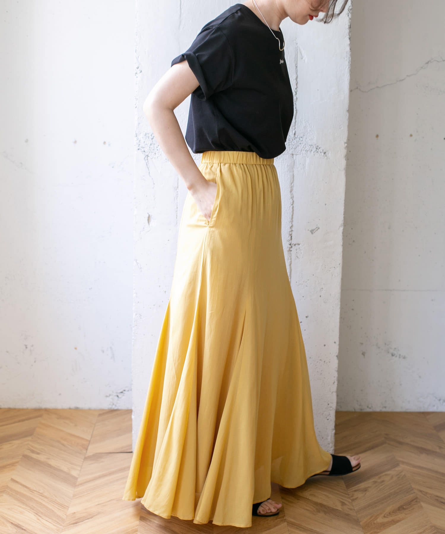 マキシフレアスカート∴ YELLOW one