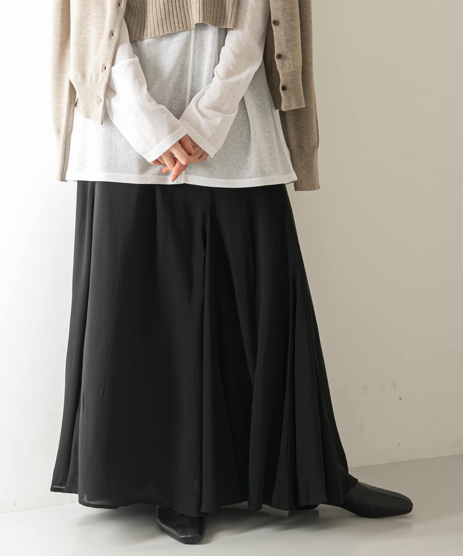 マキシフレアスカート∴ BLACK one