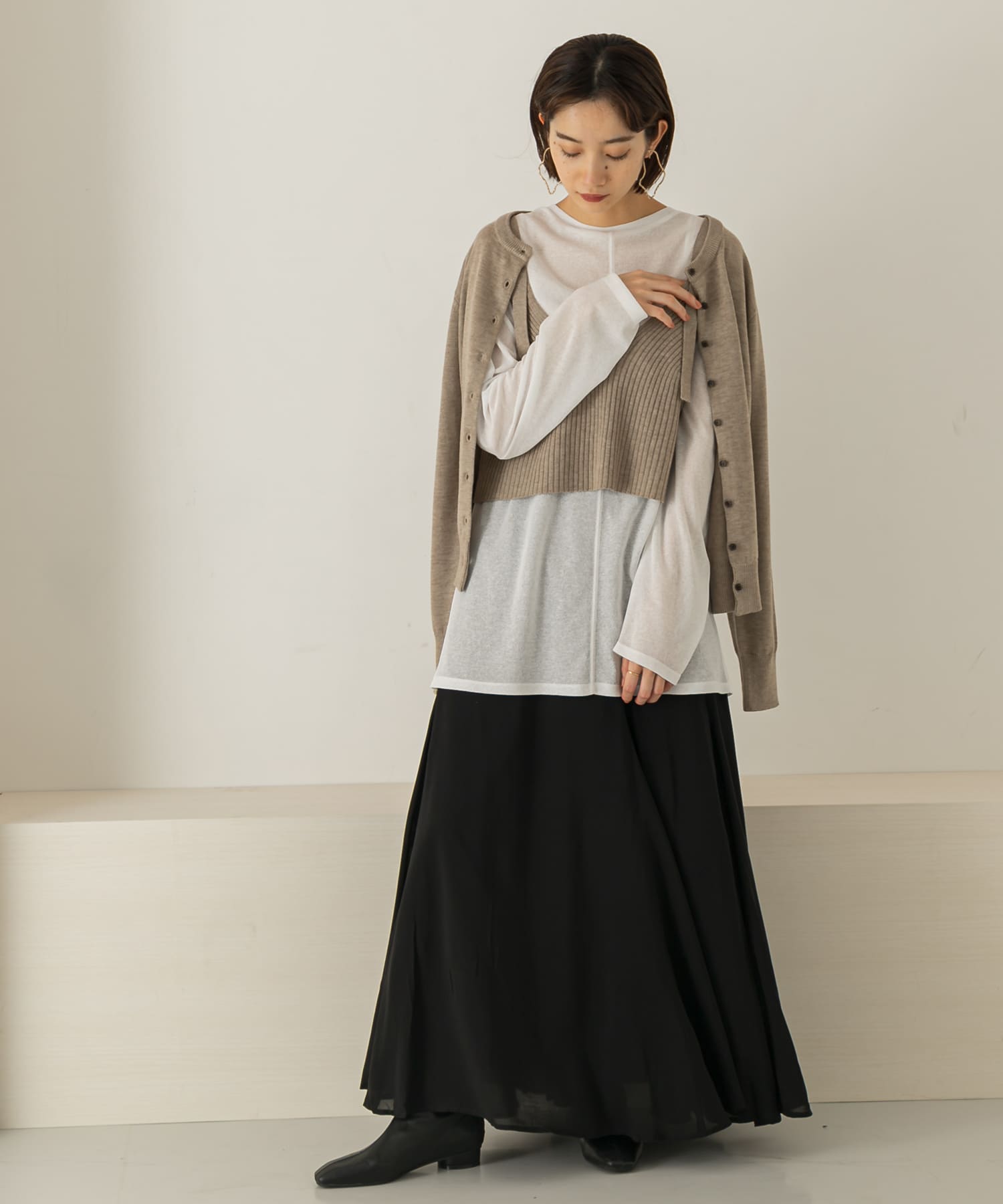 マキシフレアスカート∴ BLACK one