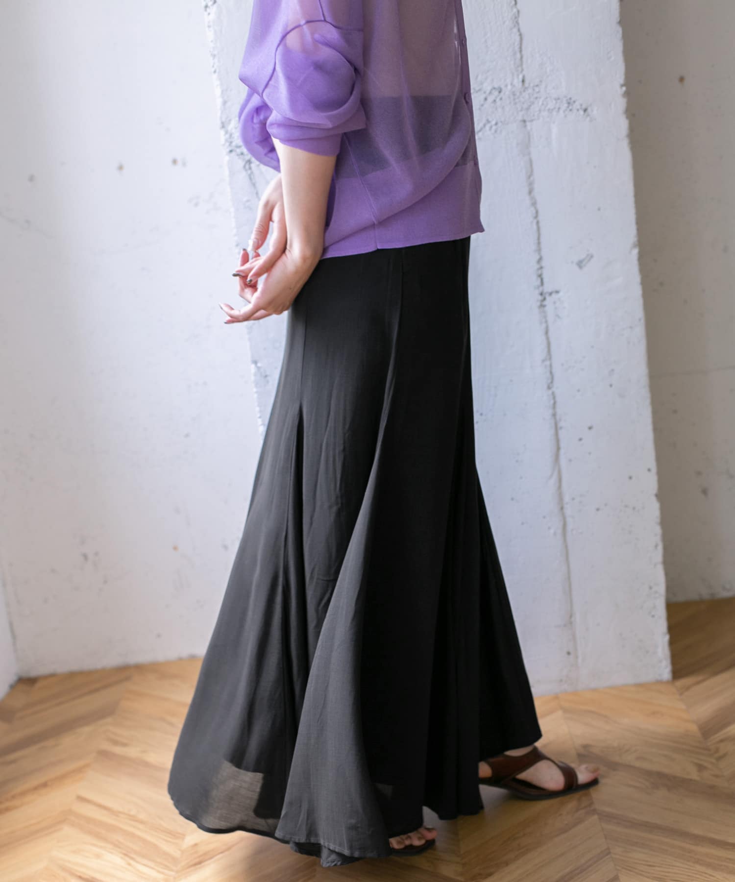 マキシフレアスカート∴ BLACK one