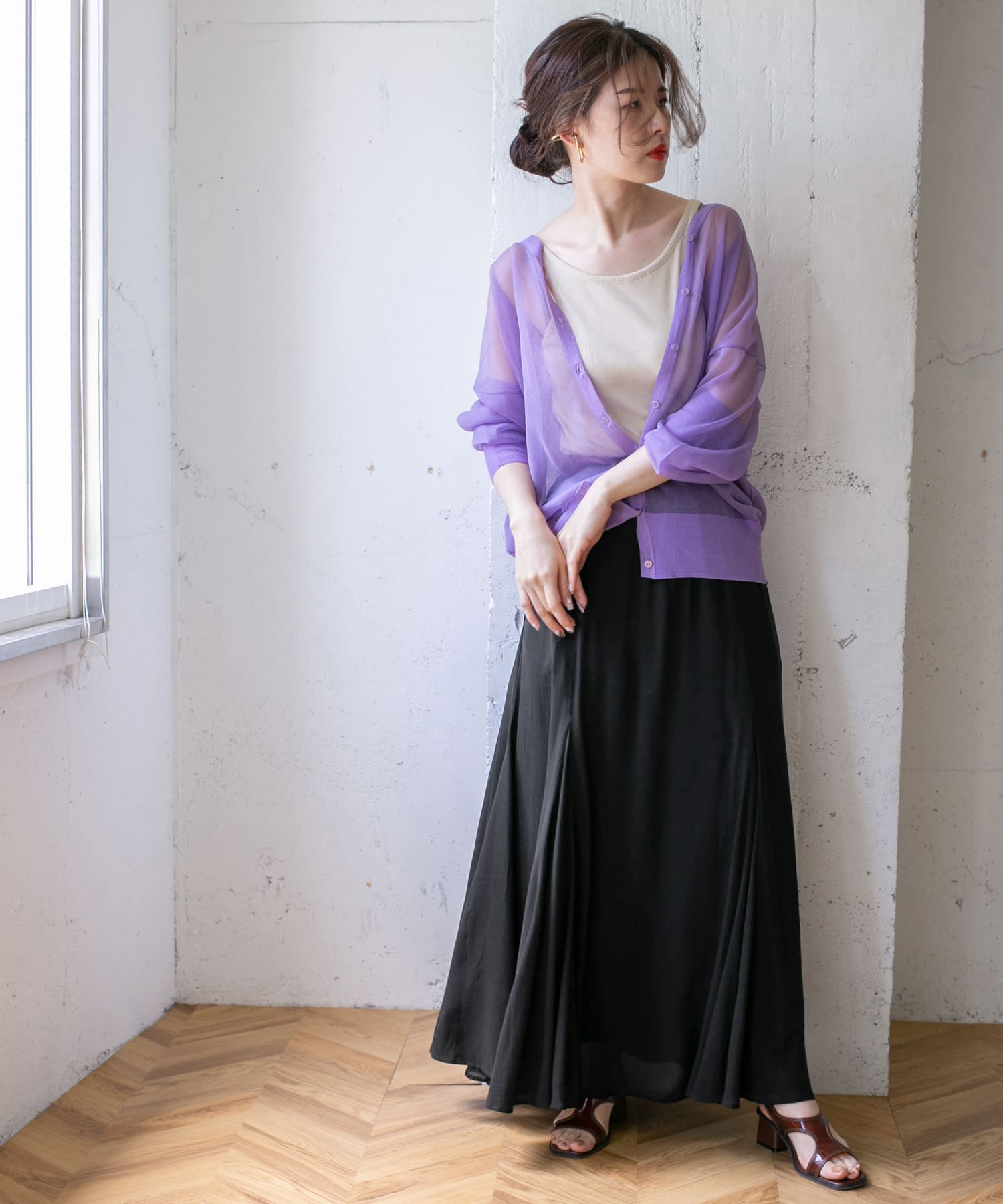 マキシフレアスカート∴ BLACK one