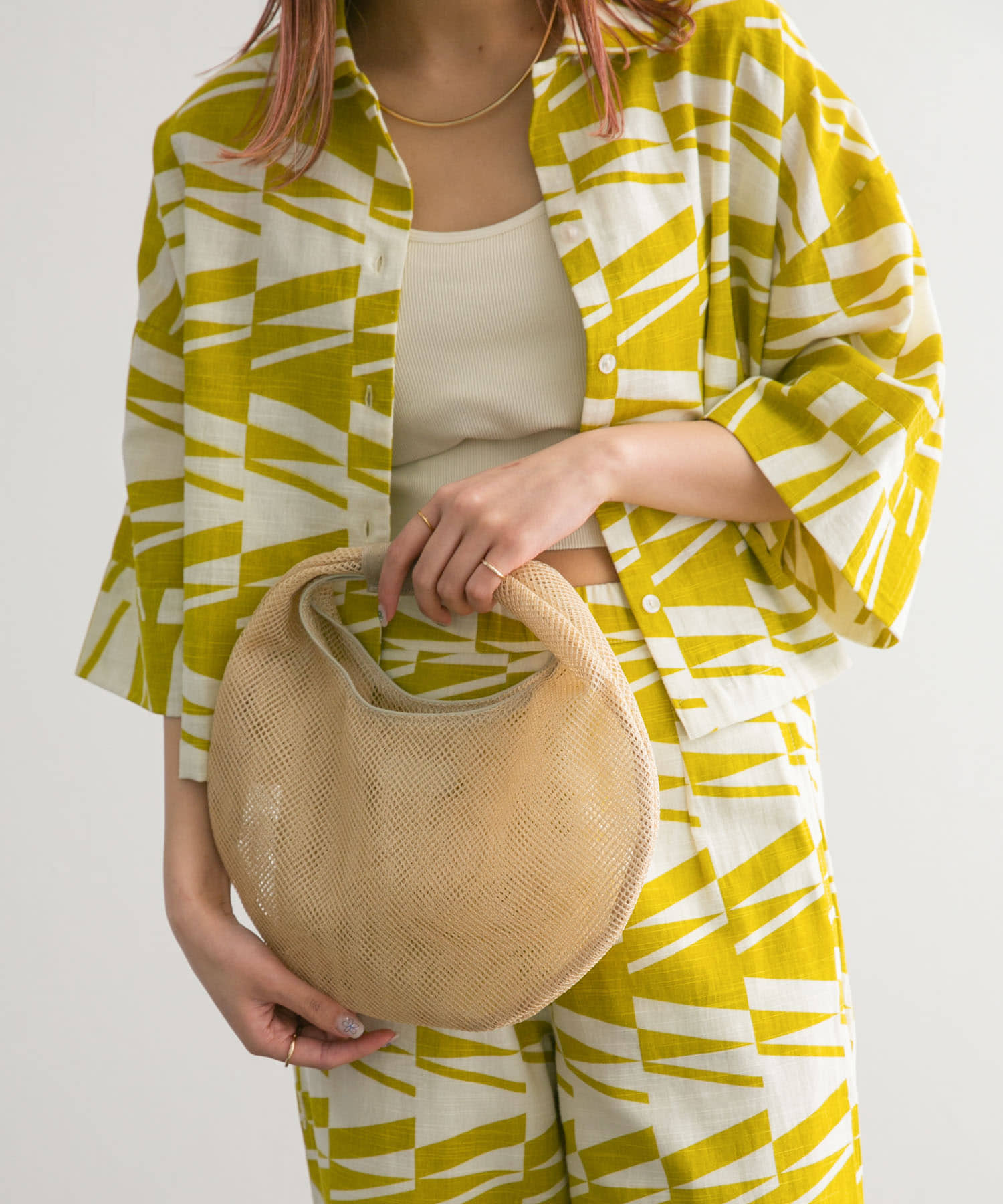 CONTROL FREAK　メッシュラウンドバッグ BEIGE one
