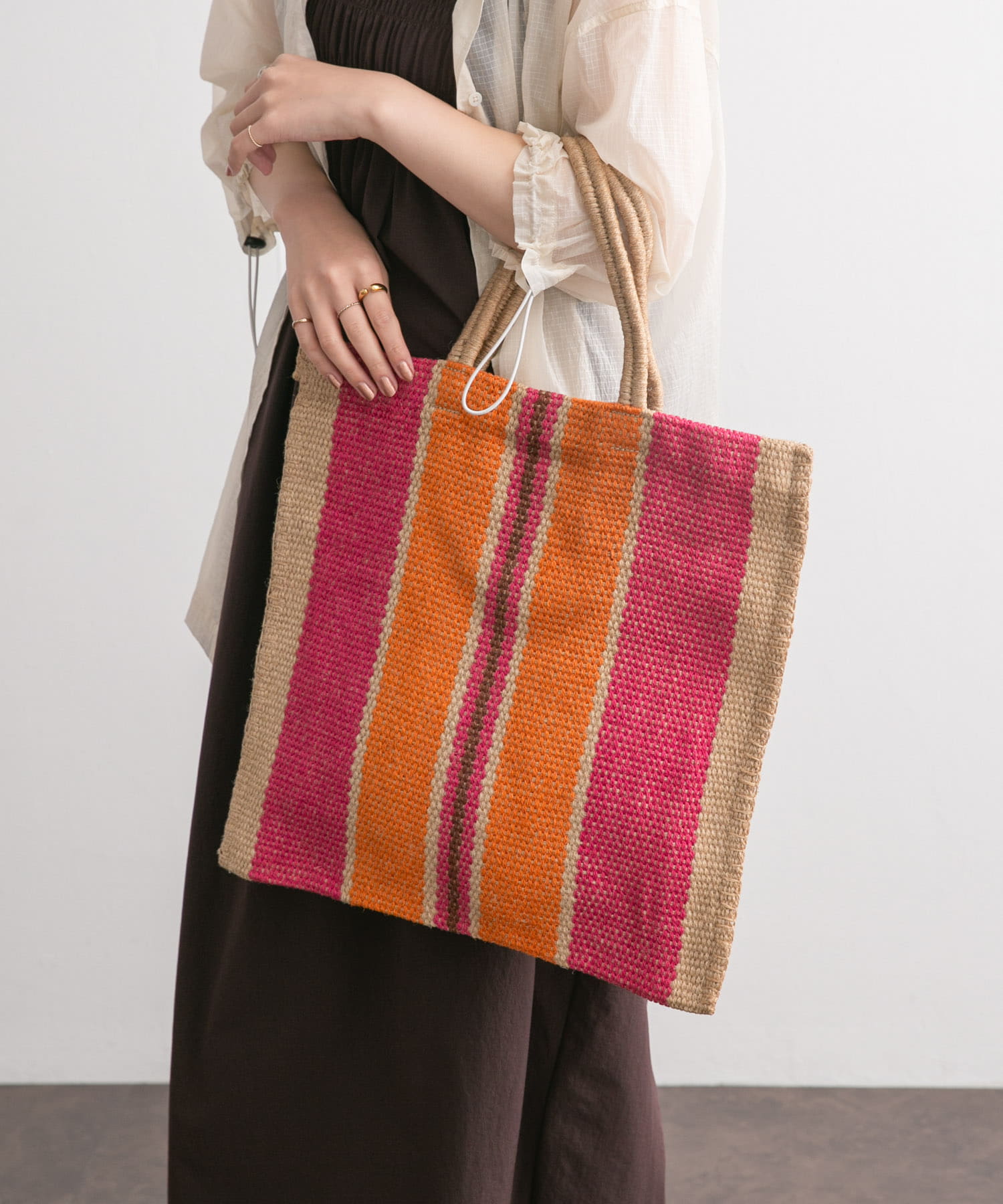 MAISON BENGAL　NEW JUTE PORESH BAG ORANGE FREE