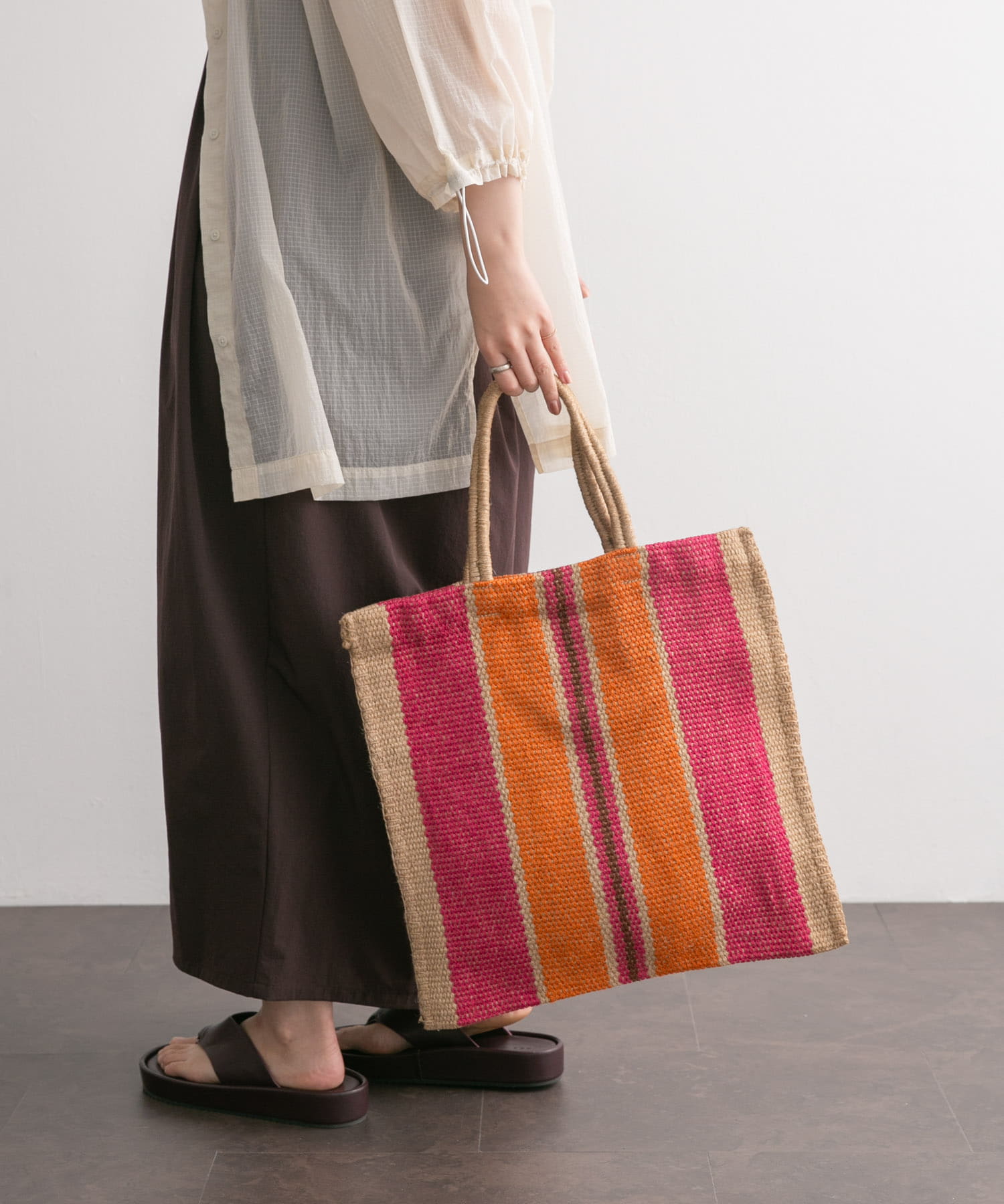 MAISON BENGAL　NEW JUTE PORESH BAG ORANGE FREE
