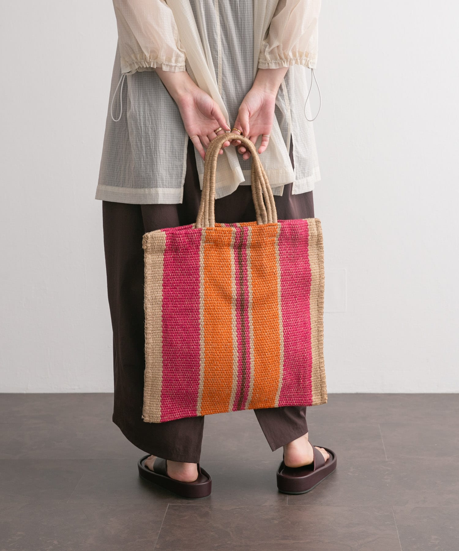 MAISON BENGAL　NEW JUTE PORESH BAG ORANGE FREE