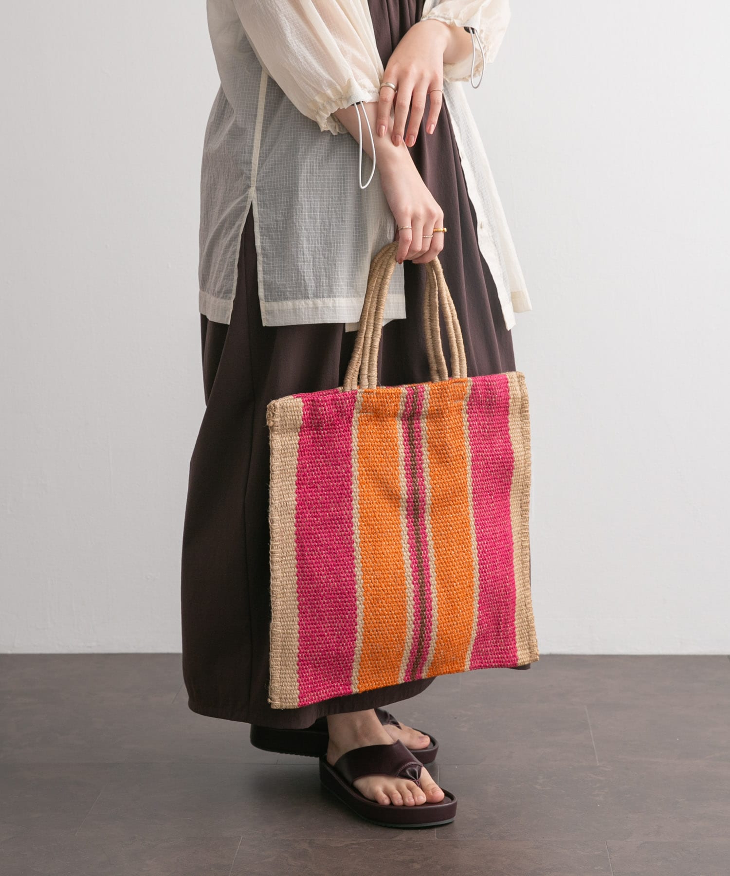 MAISON BENGAL　NEW JUTE PORESH BAG ORANGE FREE