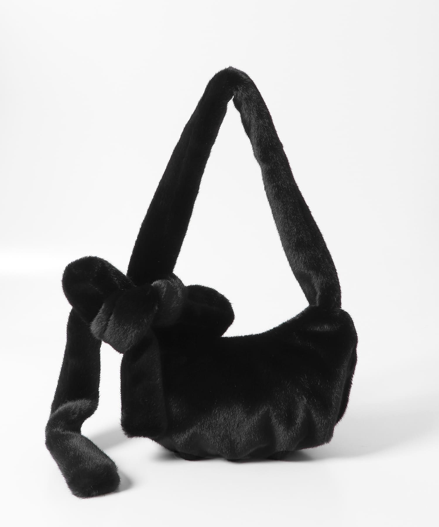 Casselini　フェイクファーリボンバッグ BLACK one