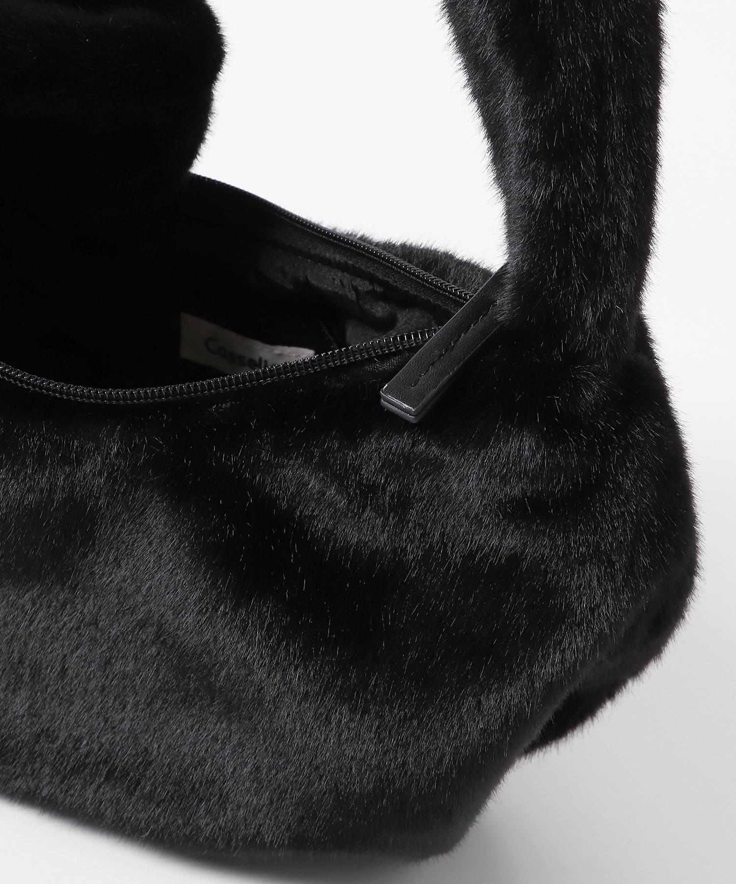 Casselini　フェイクファーリボンバッグ BLACK one