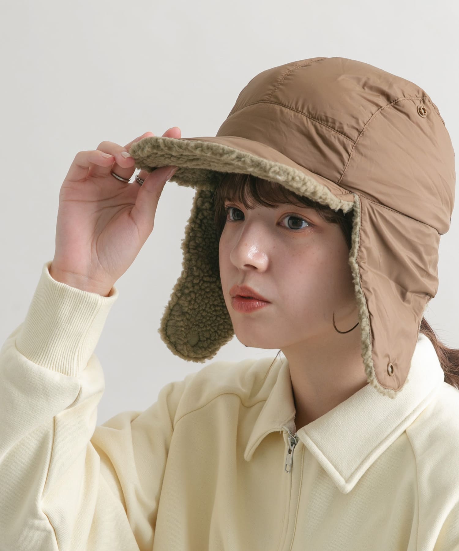 TAION　DOWN×BOA WARM CAP L.BRN×BEG one