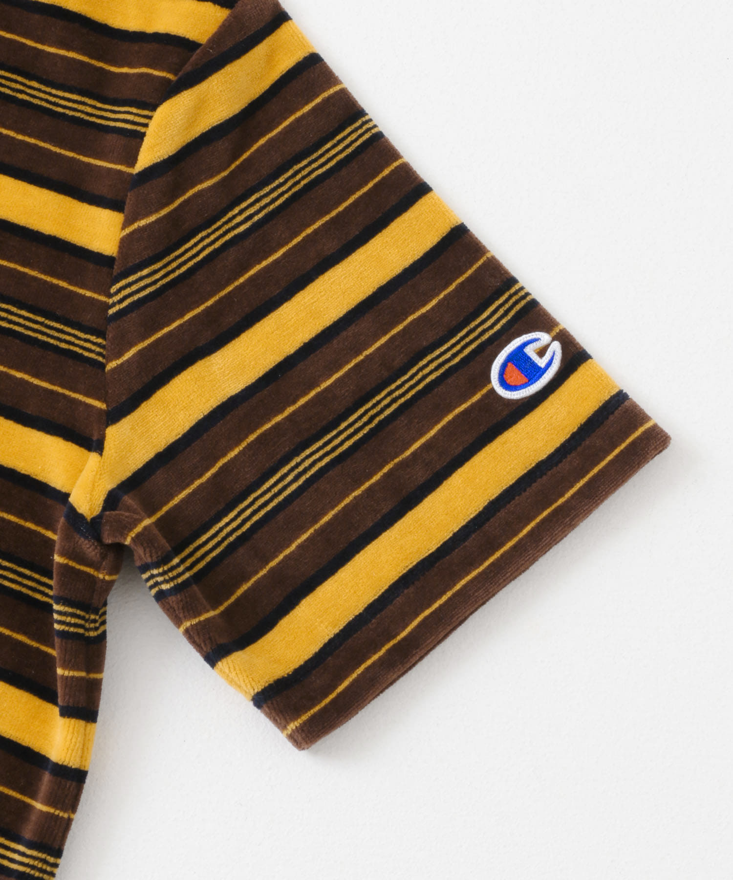 Champion　SHORT SLEEVE BORDER TEE BRN×YEL M