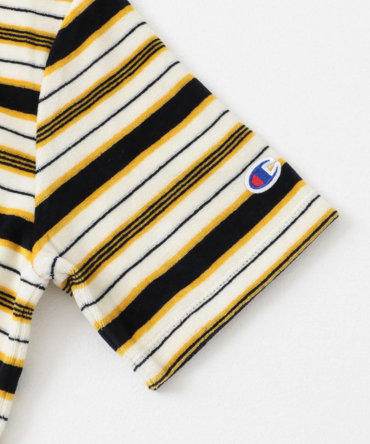 Champion　SHORT SLEEVE BORDER TEE NAVY×OFF M