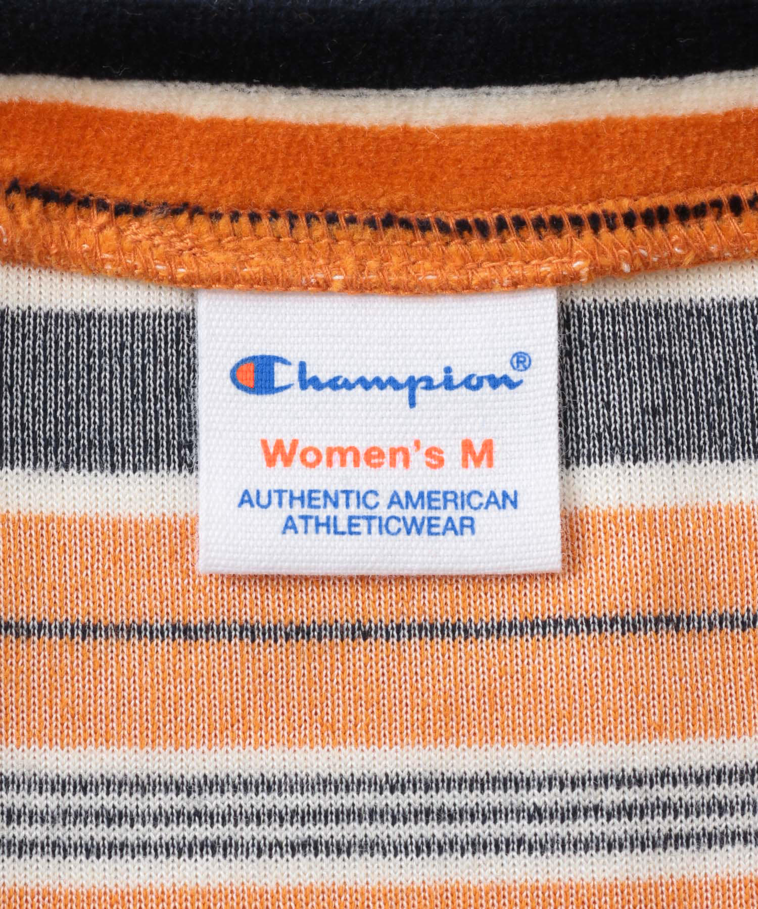 Champion　SHORT SLEEVE BORDER TEE NAVY×ORG M