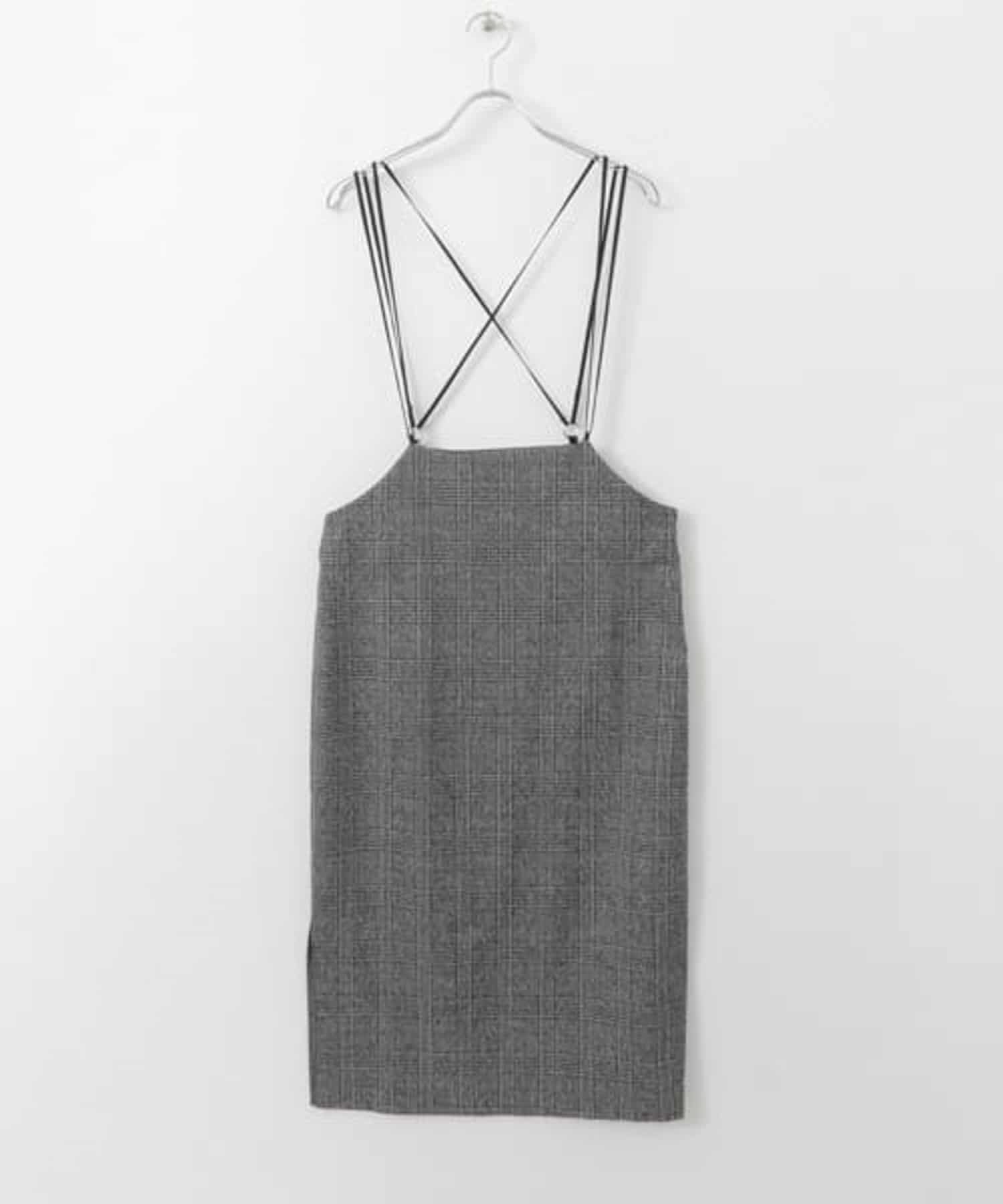 バッククロスハイウエストスカート GRAY CHECK one