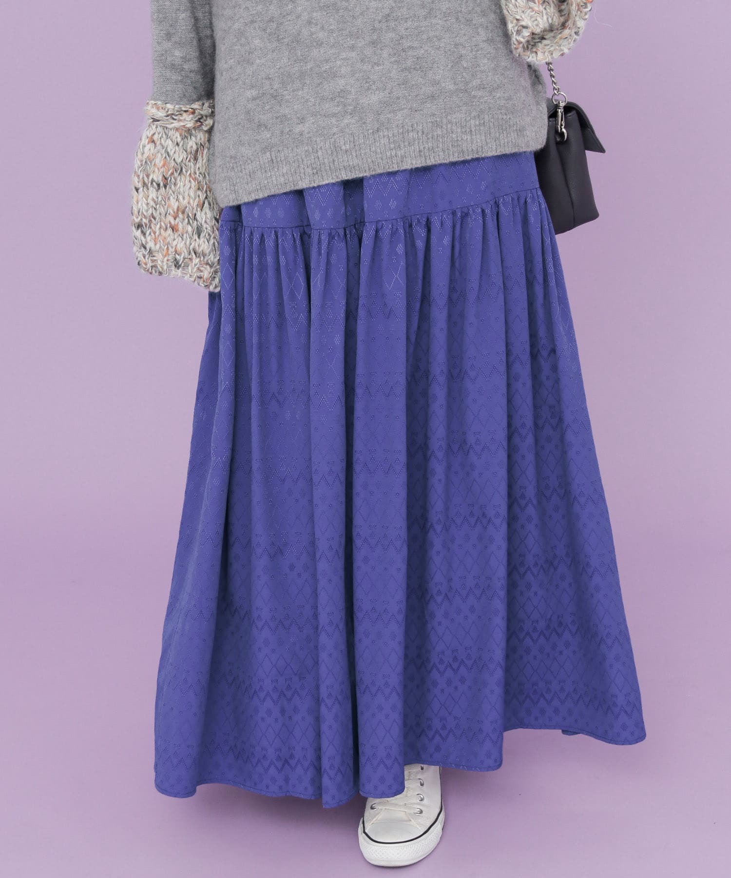 ジャガードマキシスカート∴ PURPLE one