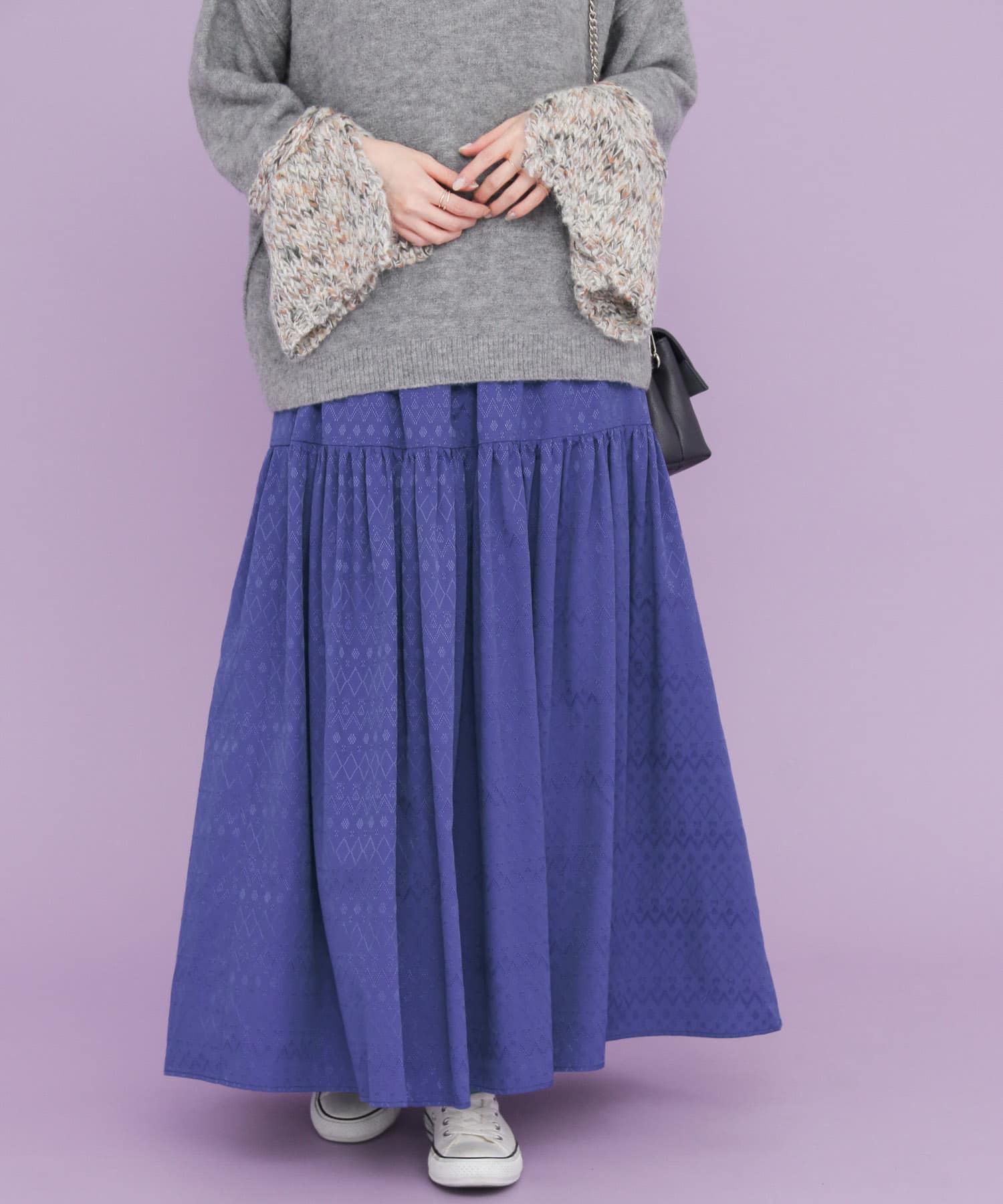 ジャガードマキシスカート∴ PURPLE one