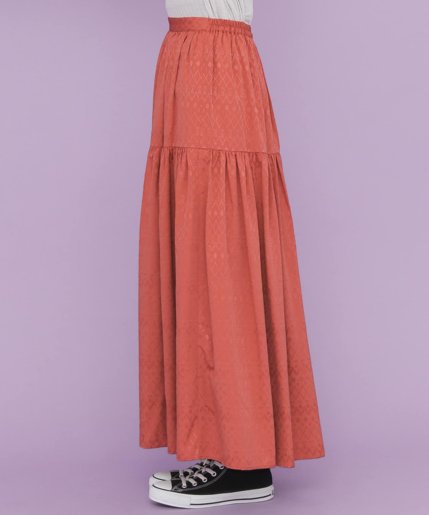 ジャガードマキシスカート∴ ROSE RED one