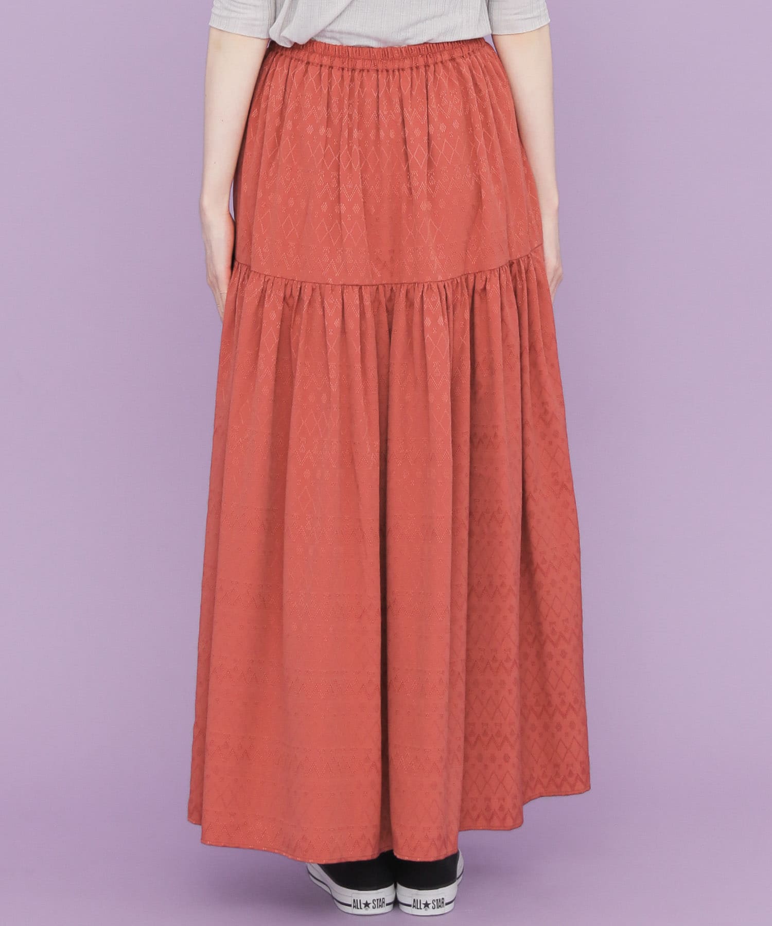 ジャガードマキシスカート∴ ROSE RED one