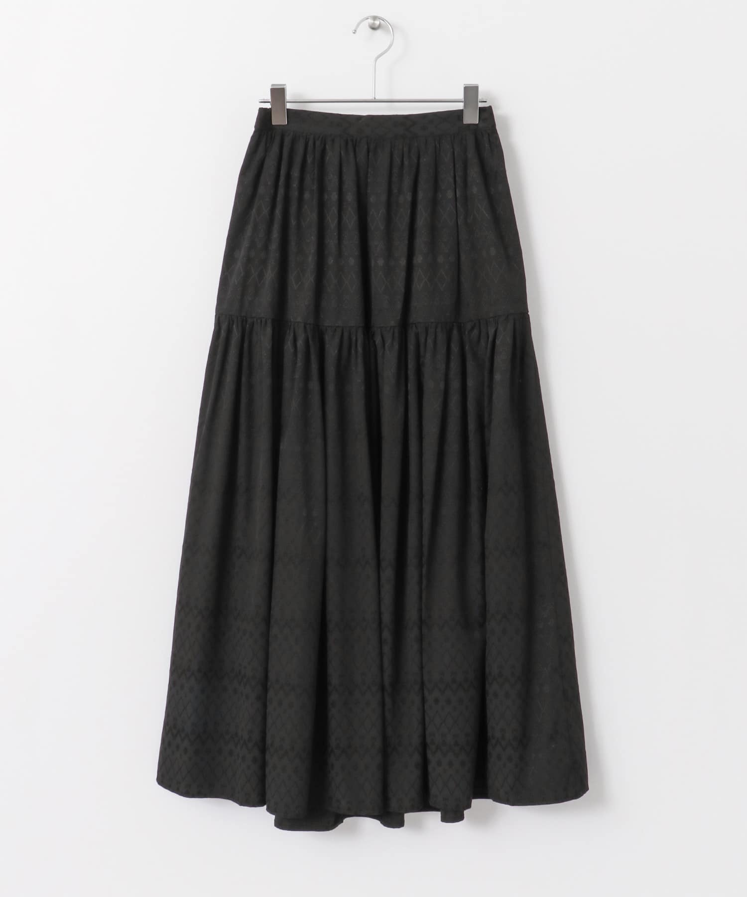 ジャガードマキシスカート∴ BLACK one
