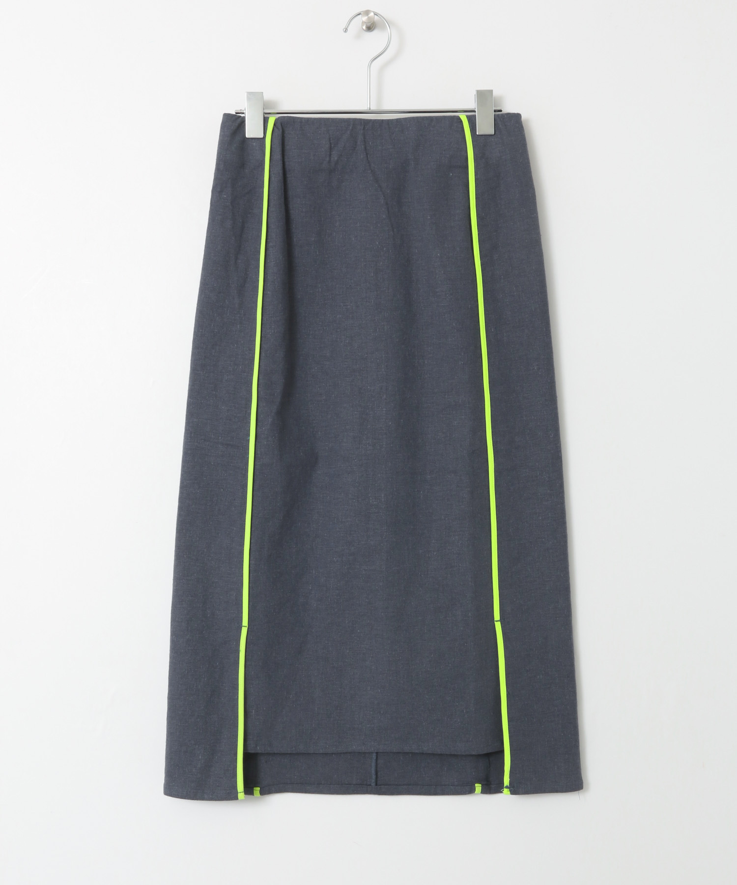 カラーパイピングスカート NVY×LIME one