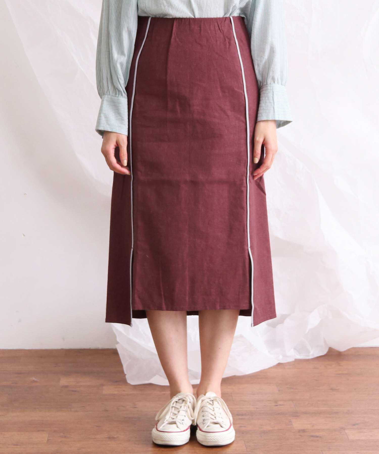 カラーパイピングスカート WINE×LVD one