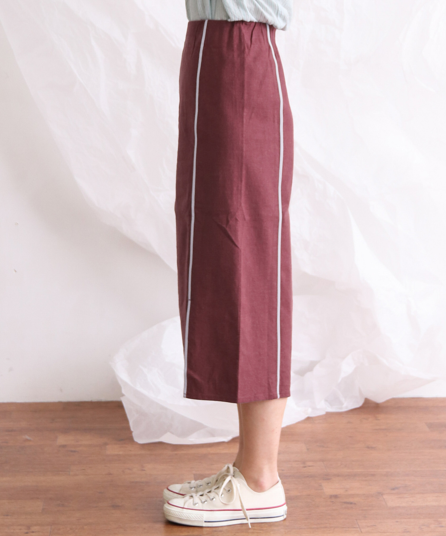 カラーパイピングスカート WINE×LVD one