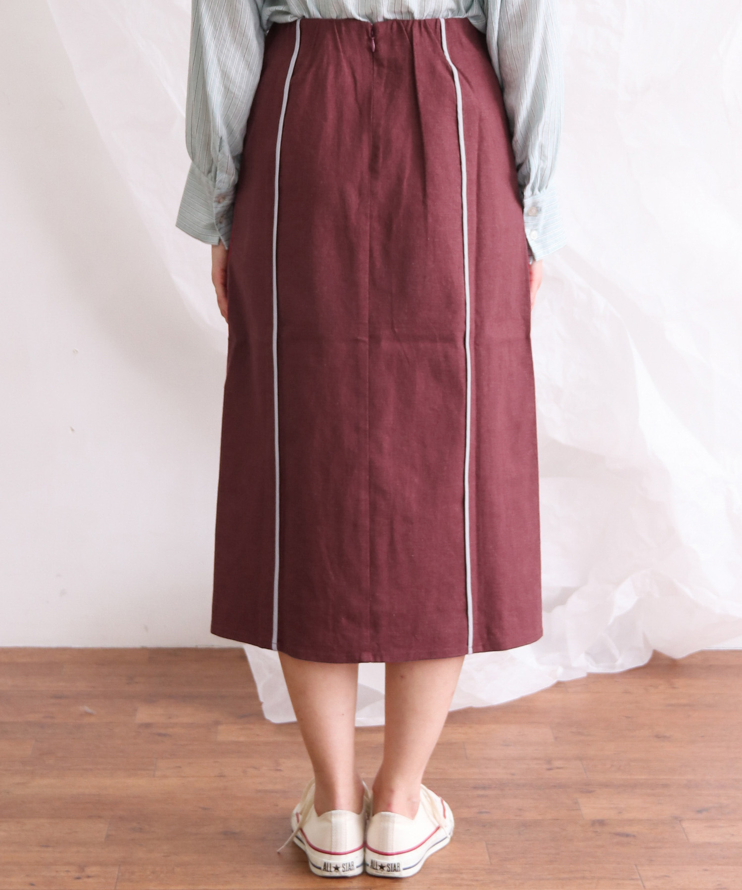カラーパイピングスカート WINE×LVD one