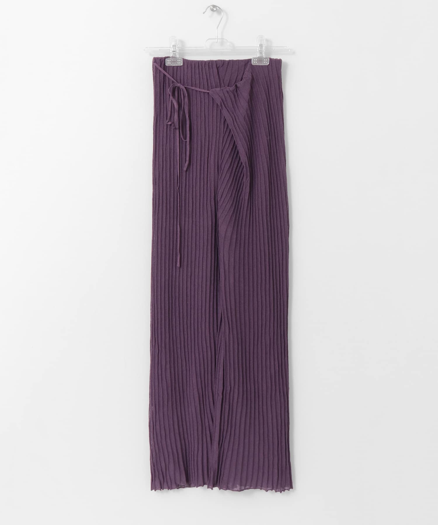 WRAP KNIT RIB PANTS アヤメ FREE