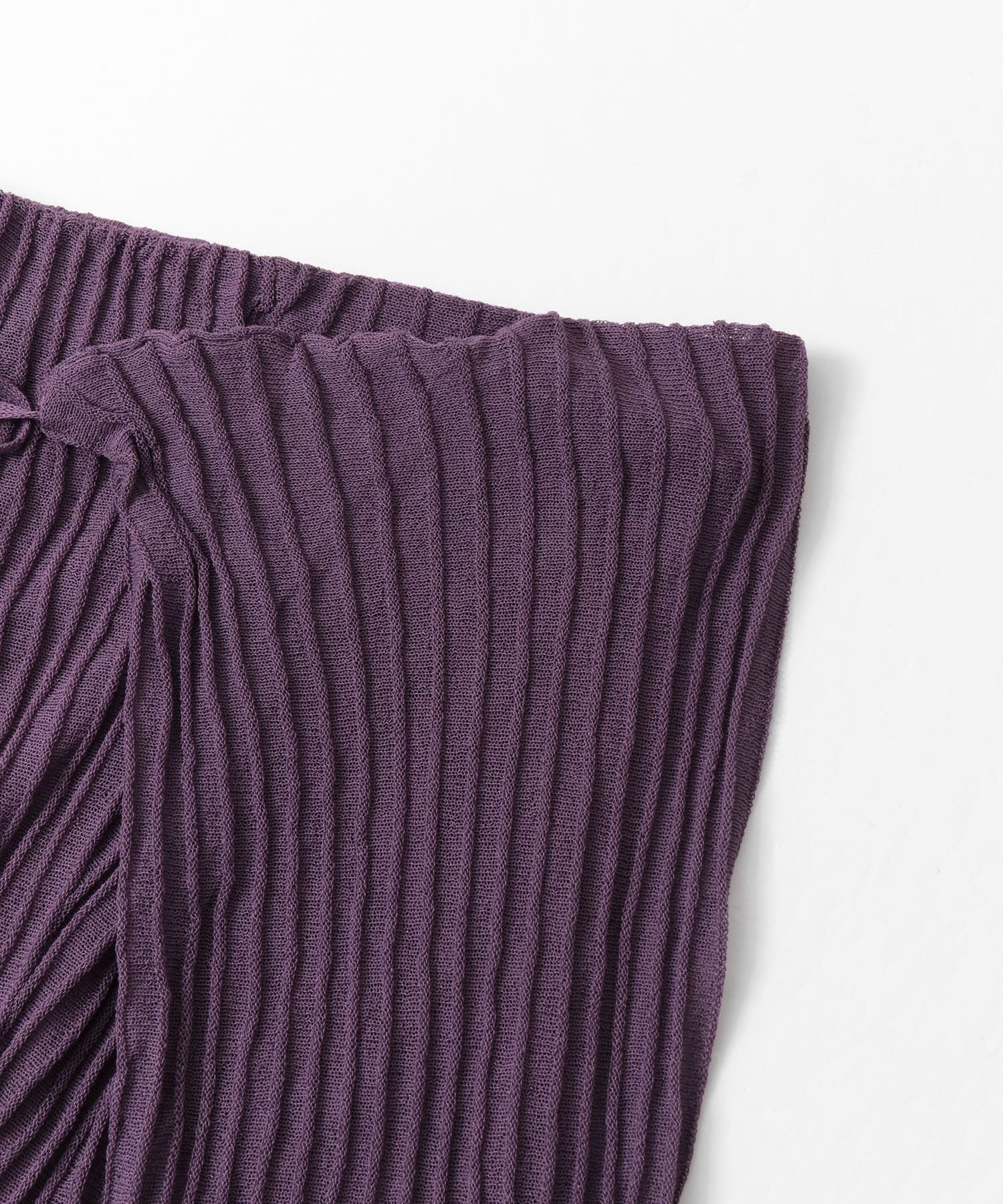 WRAP KNIT RIB PANTS アヤメ FREE