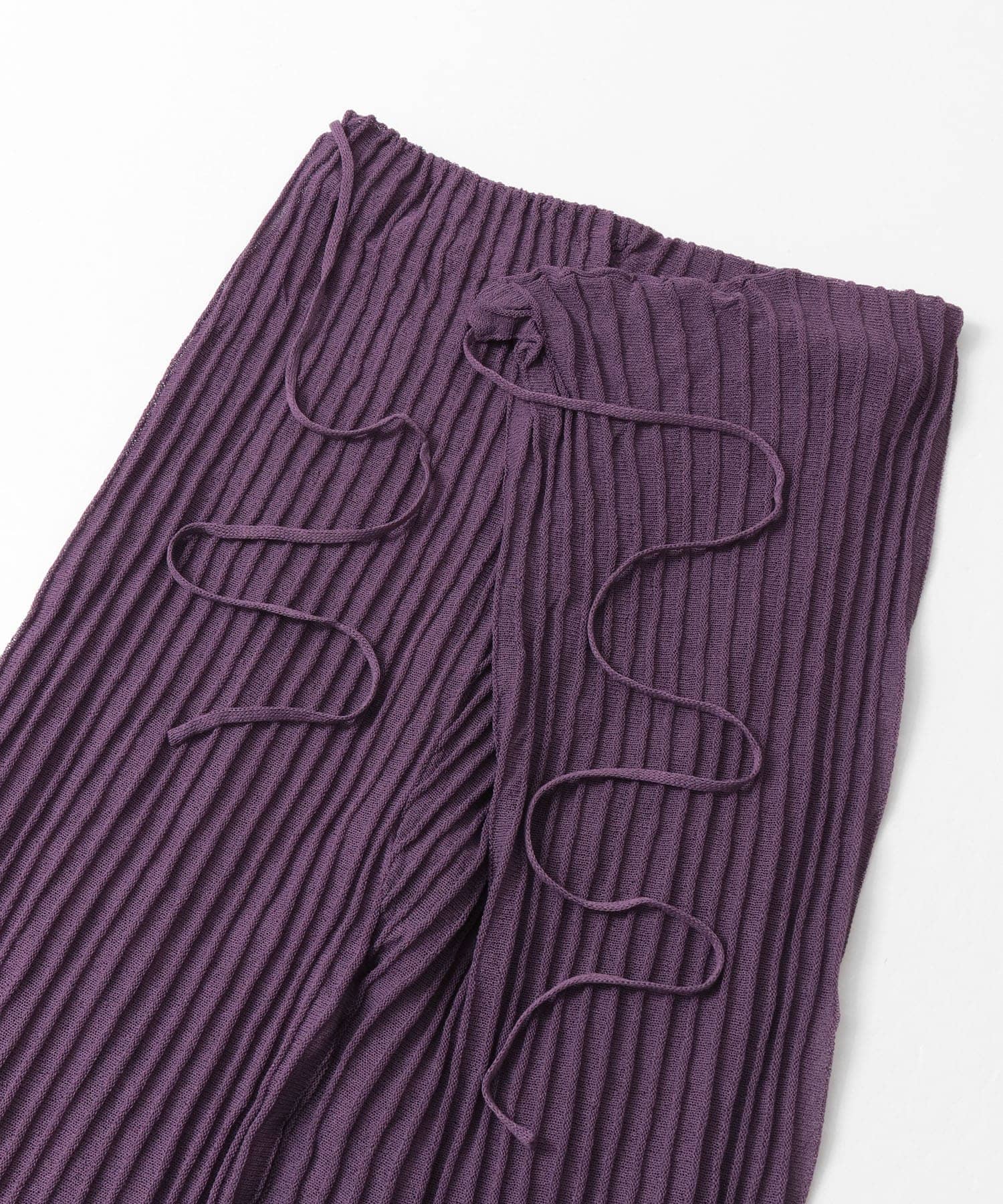 WRAP KNIT RIB PANTS アヤメ FREE