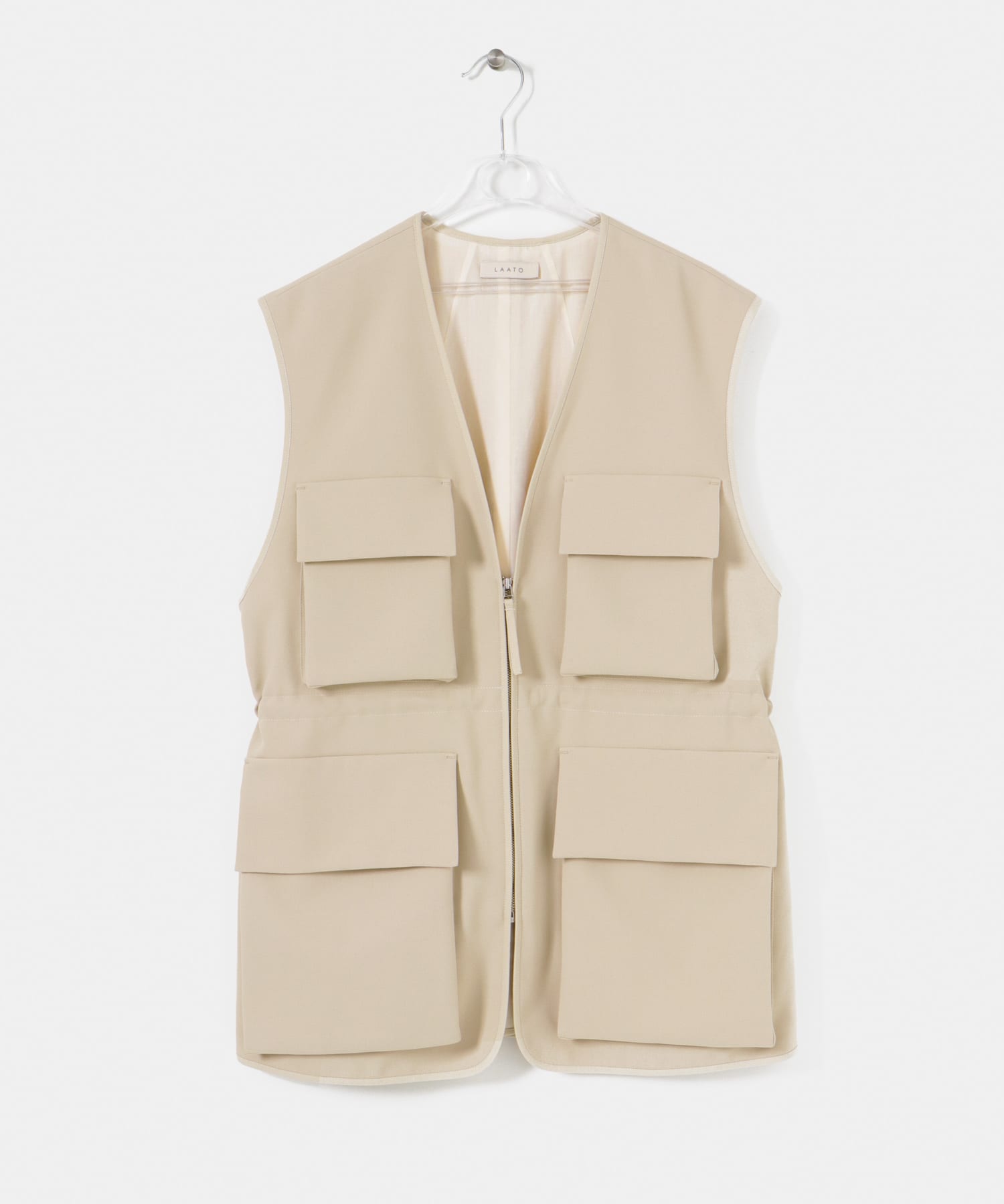 PIPING POCKET VEST クリーム Free