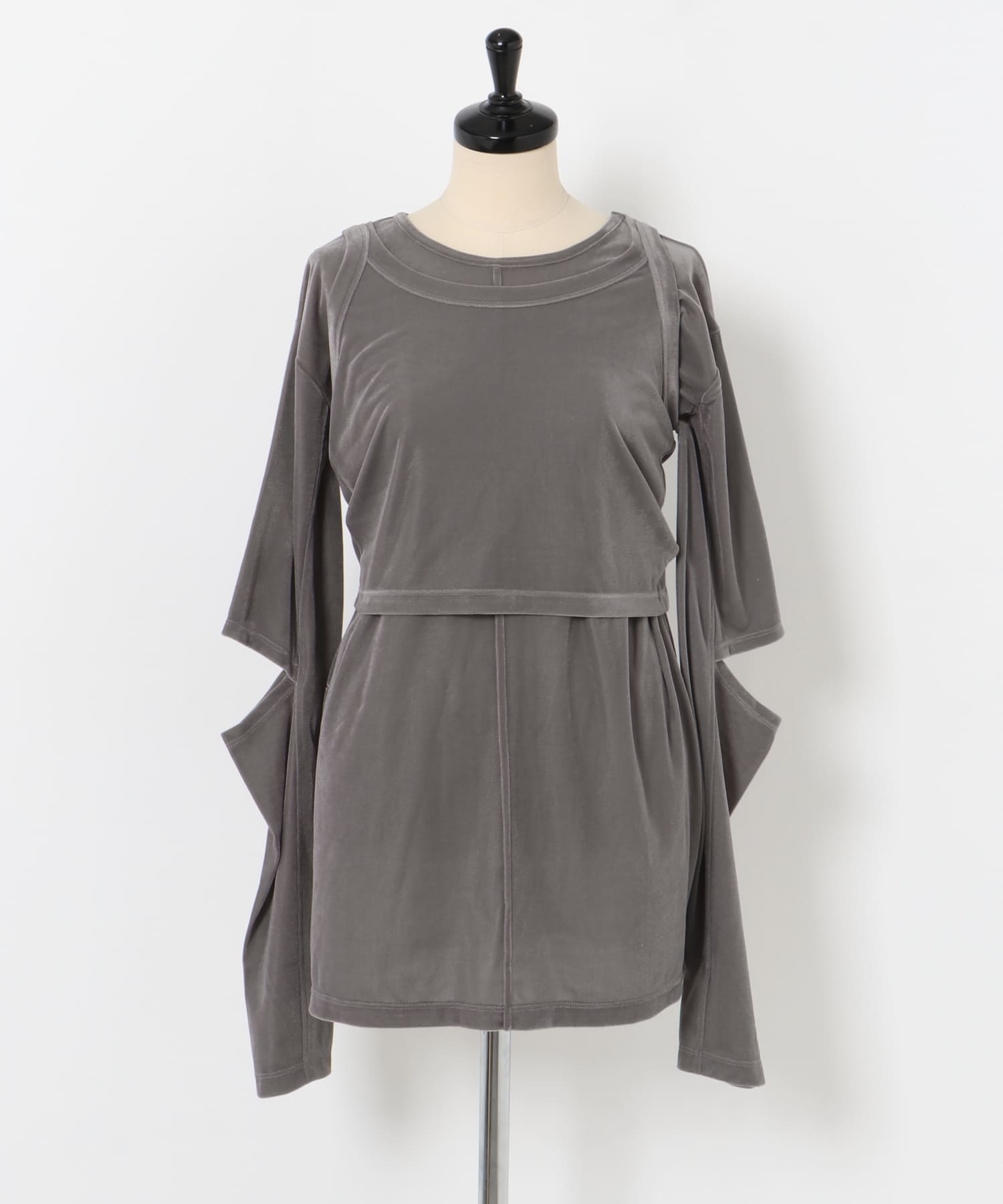 velor layered tee ネズミ Free