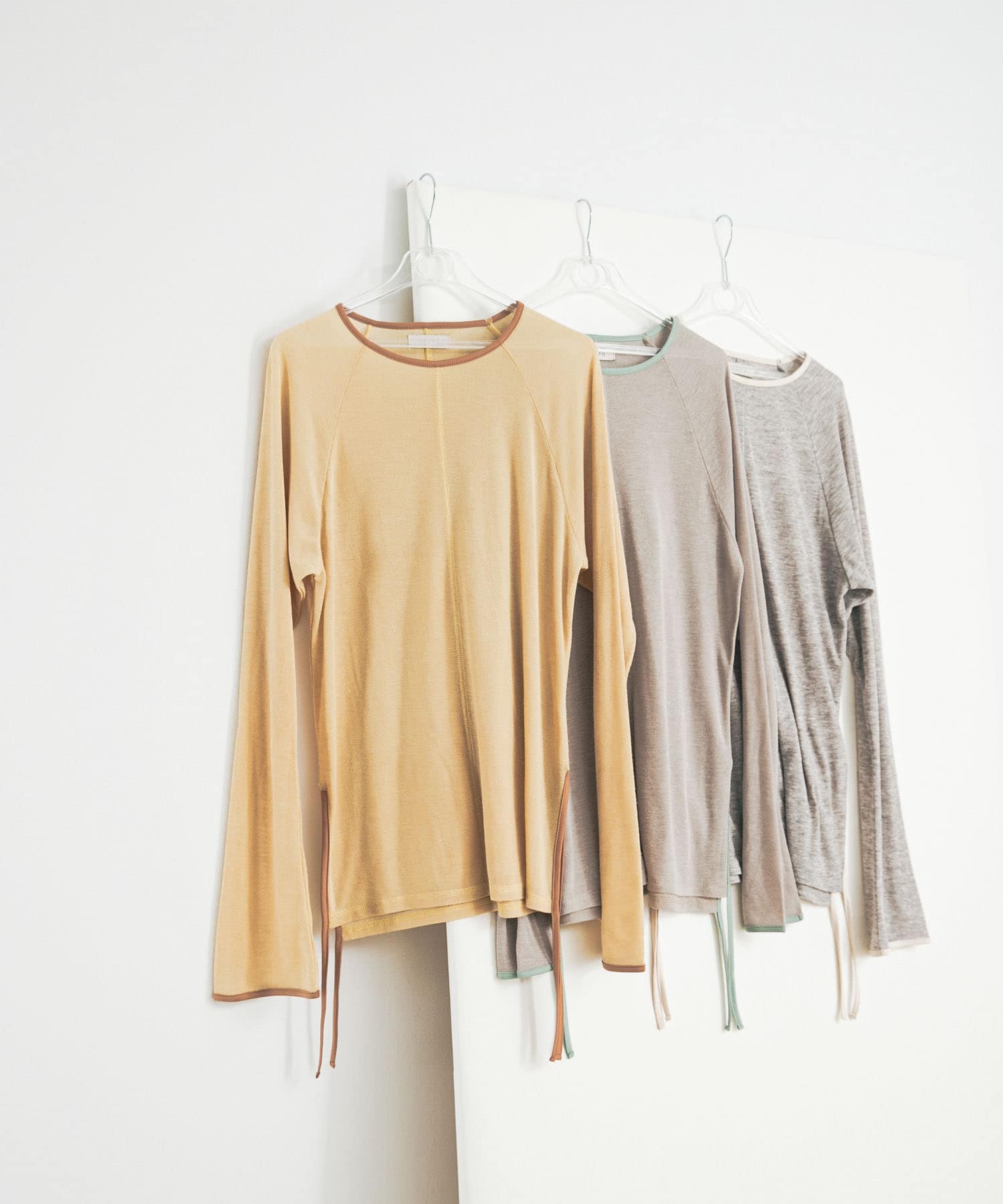 piping sheer tee ラテ FREE