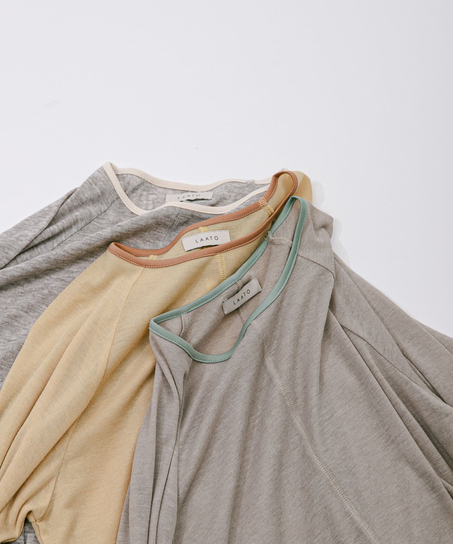 piping sheer tee ラテ FREE