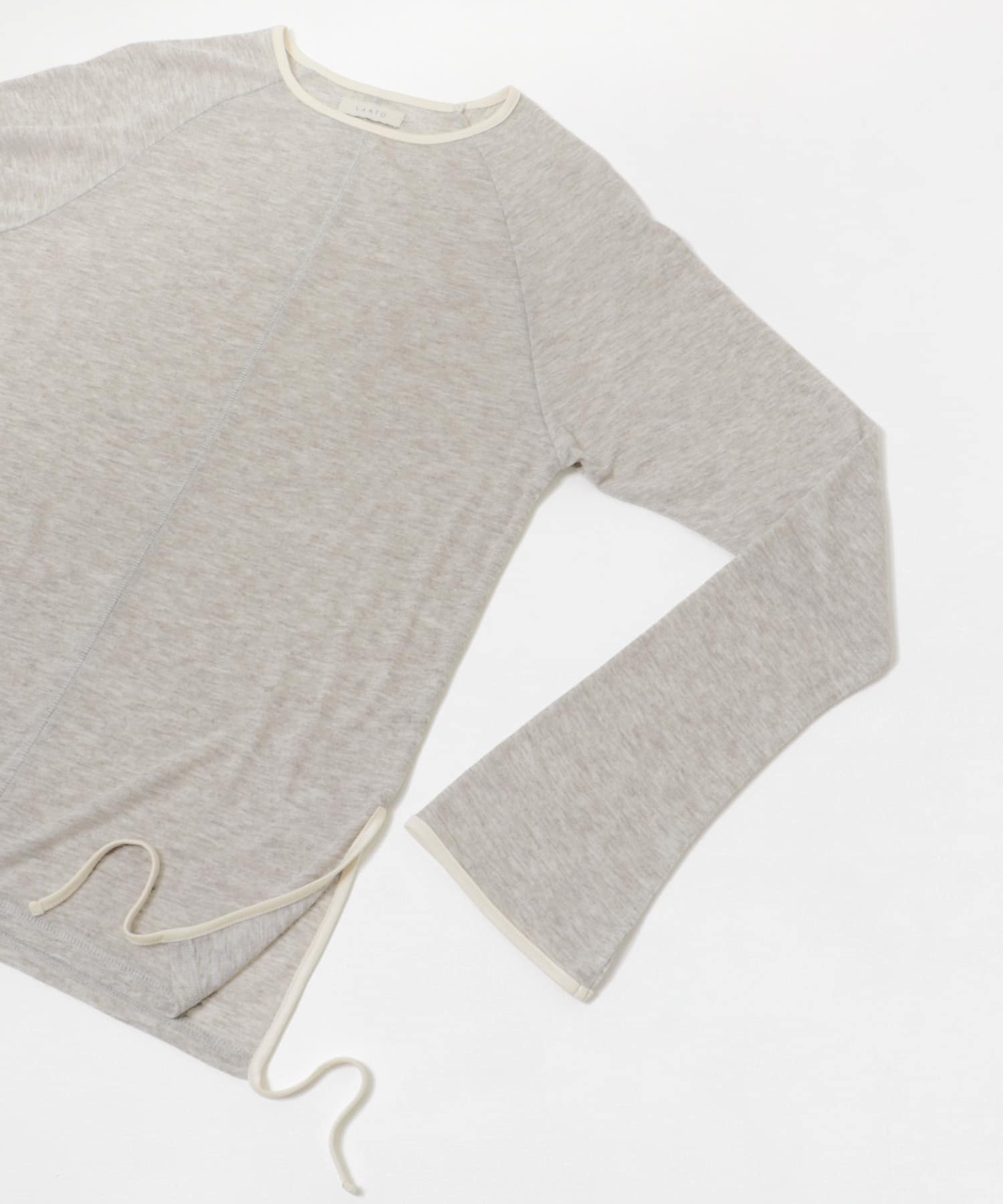 piping sheer tee ネズミ FREE