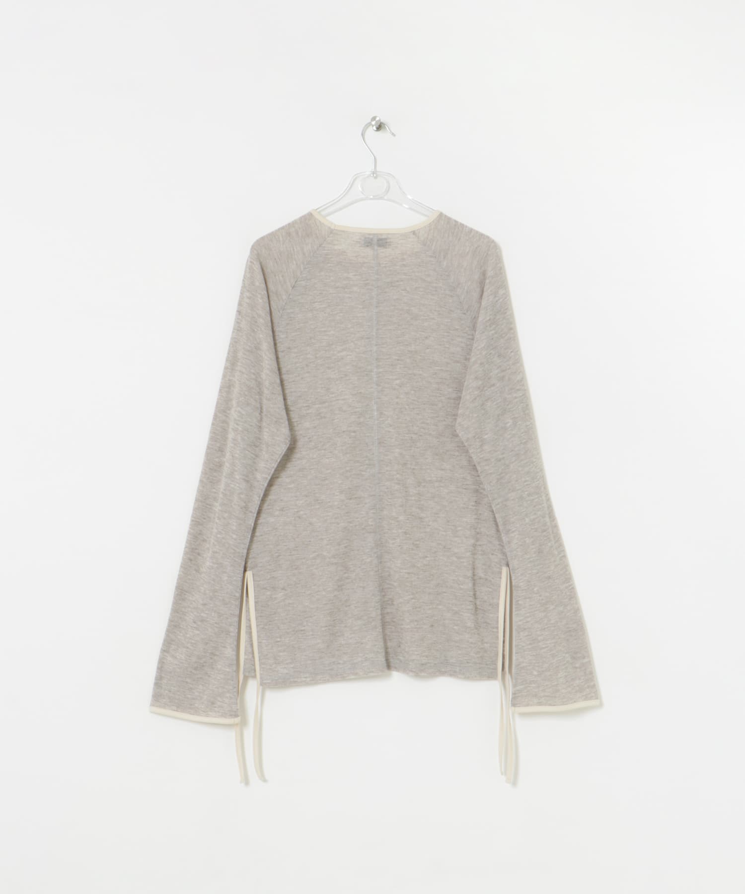 piping sheer tee ネズミ FREE