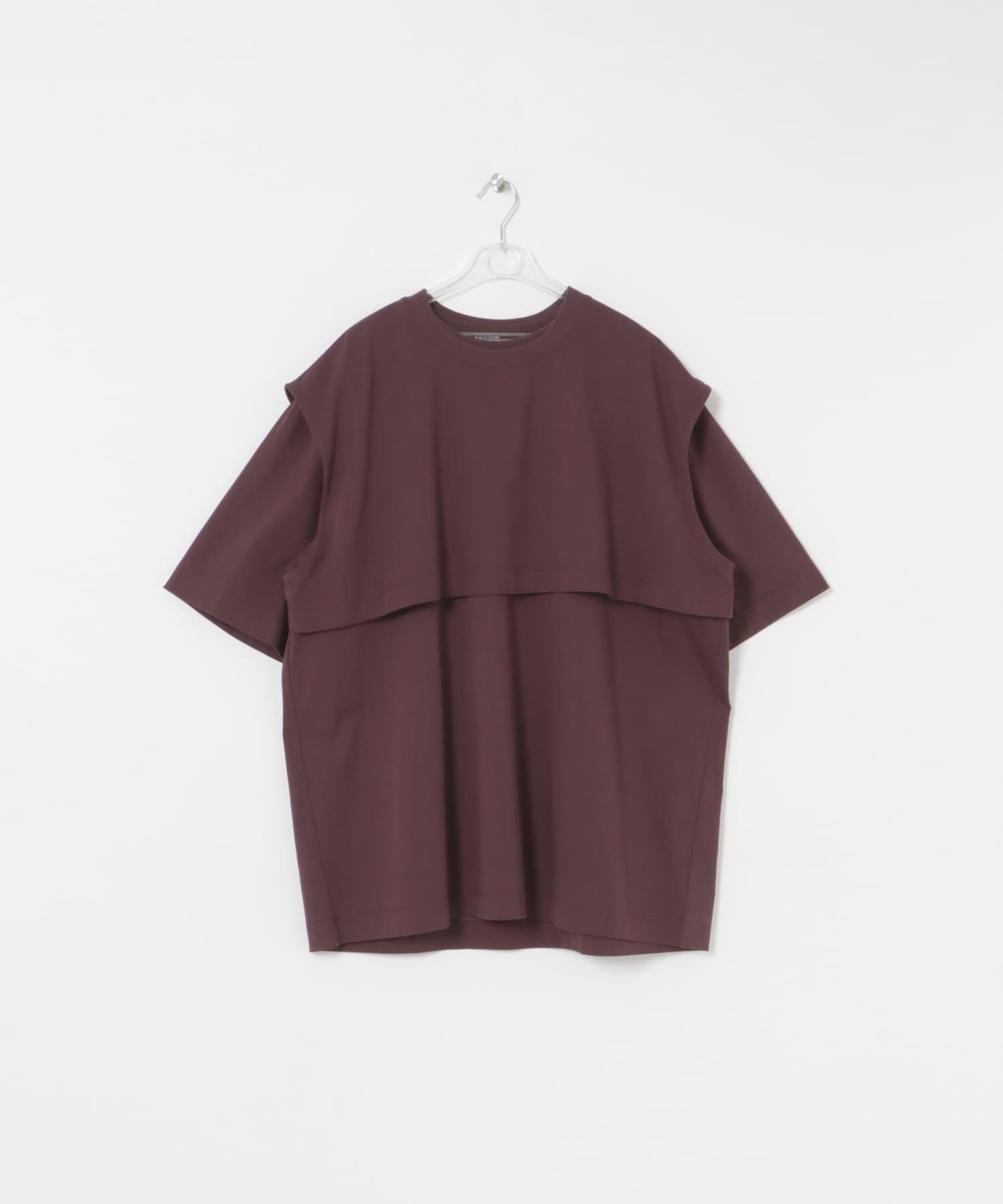 layered big tee マロン FREE