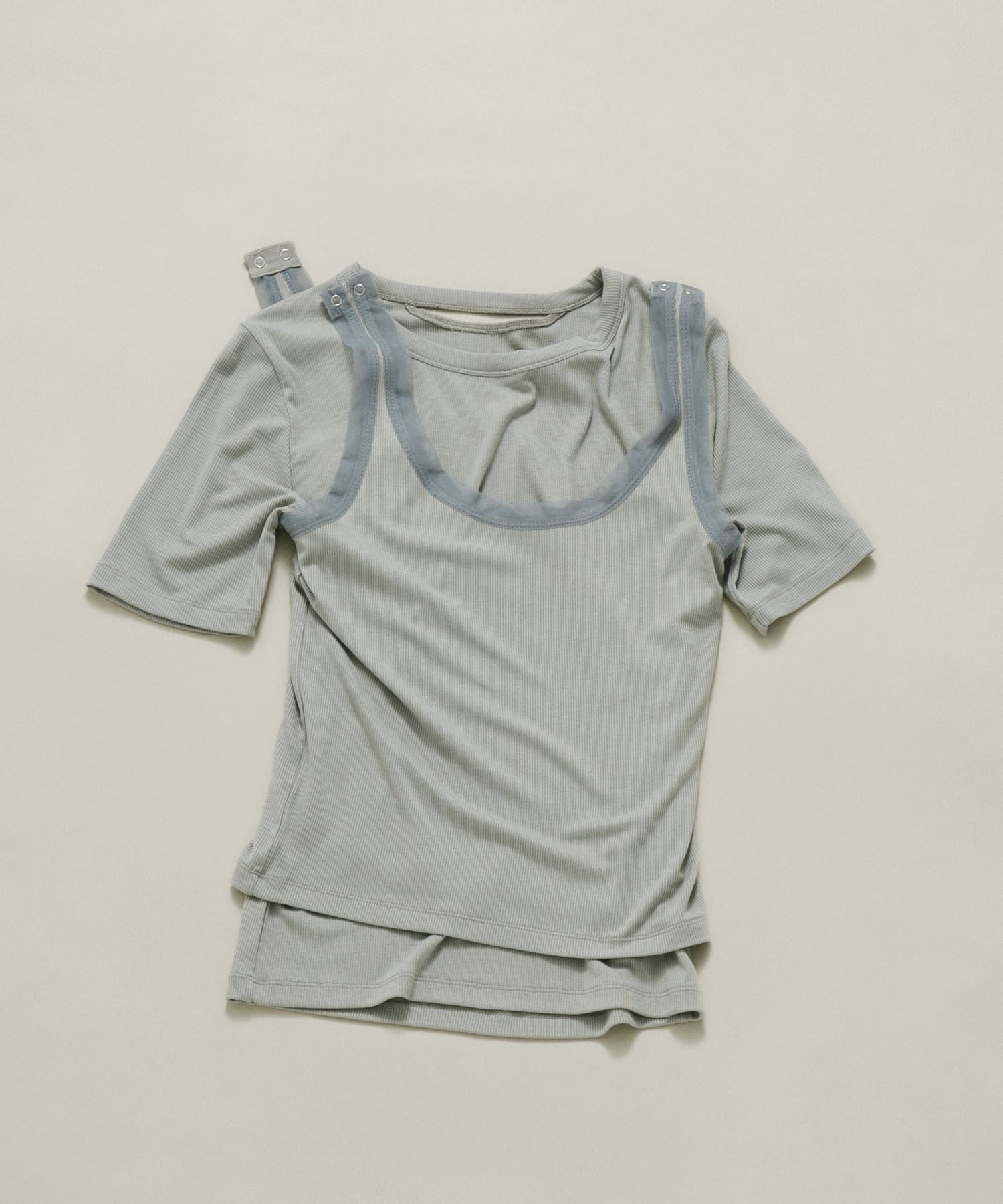 layered set tee ネズミ FREE