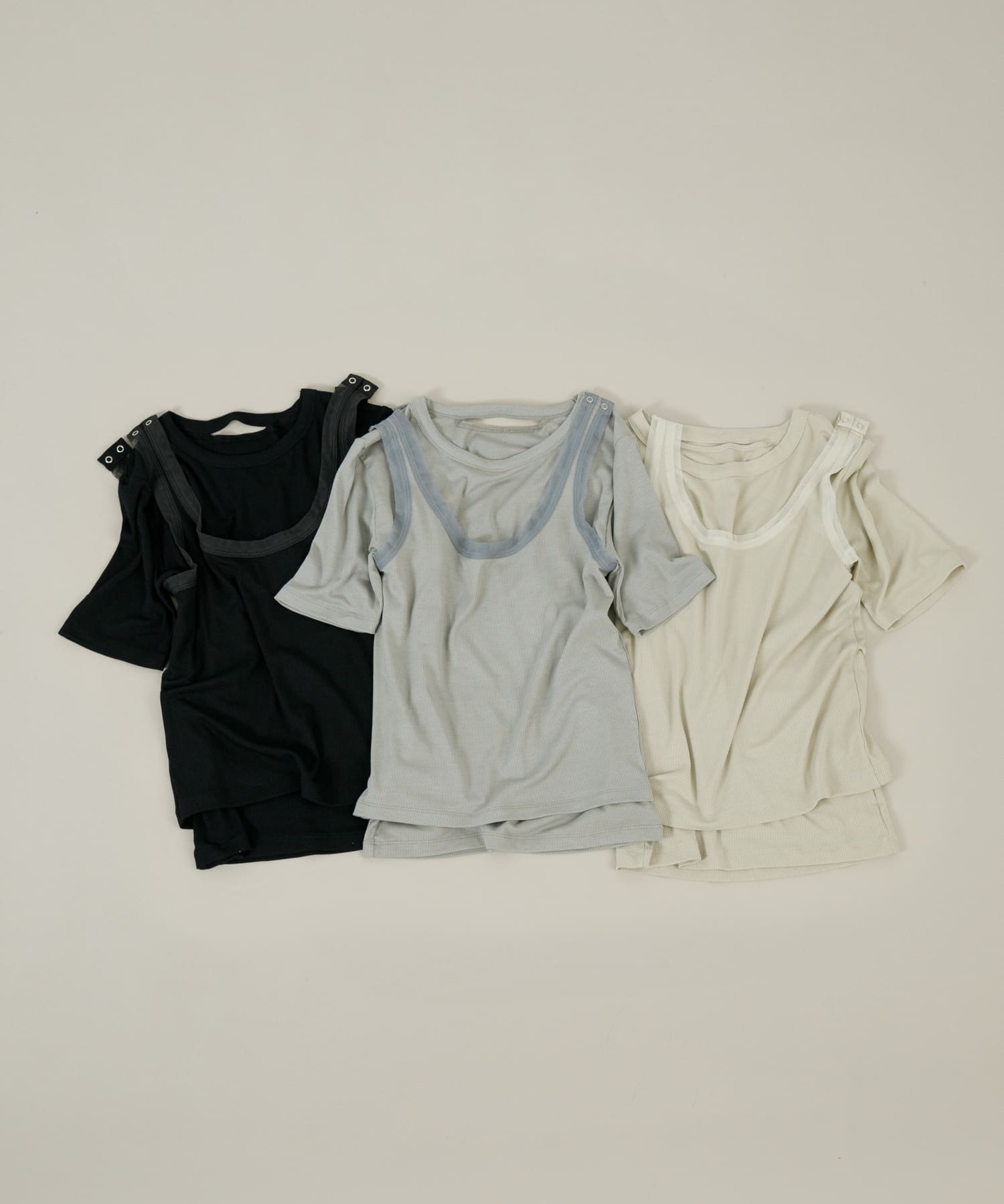 layered set tee ネズミ FREE