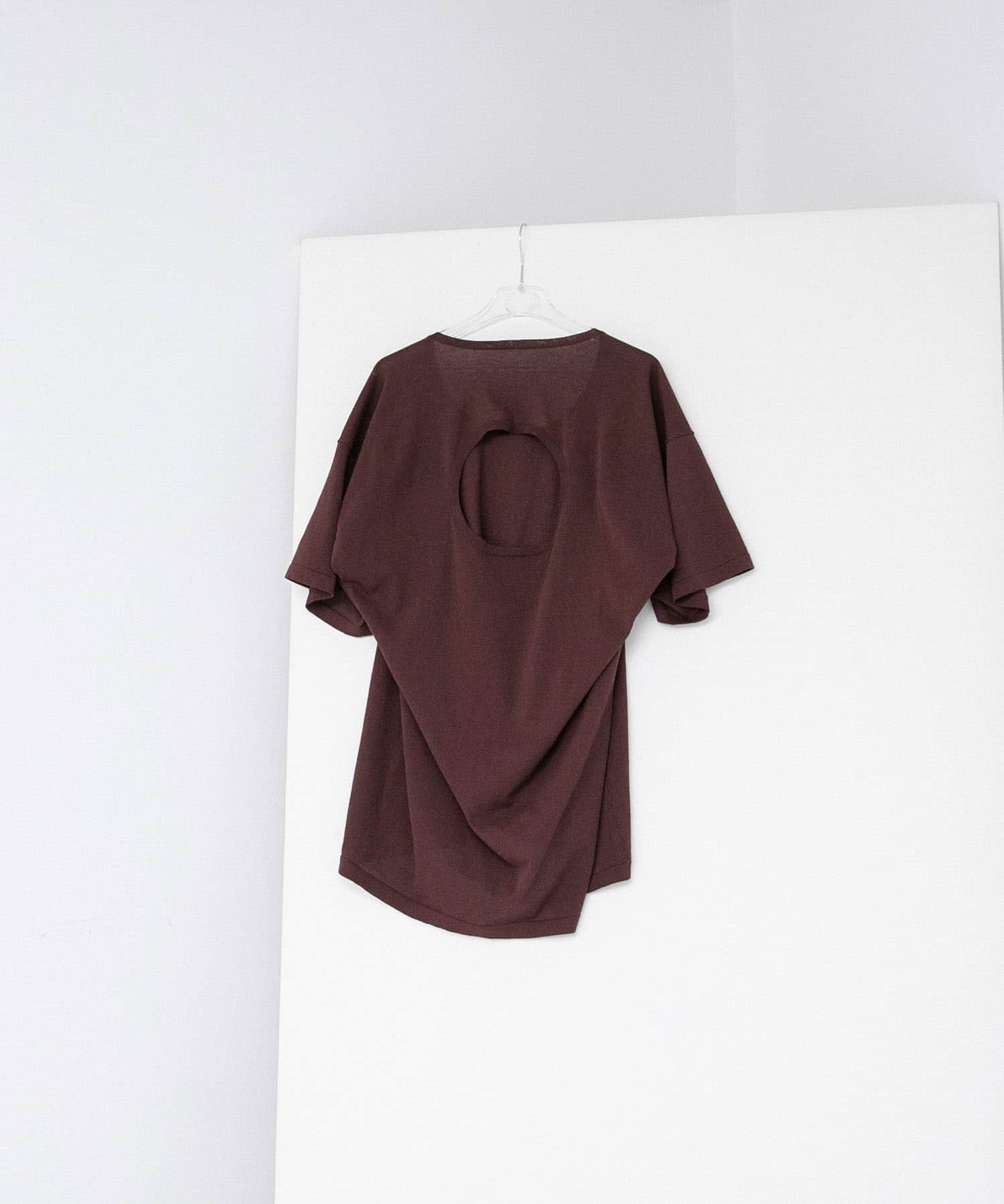 circle knit tee マロン FREE