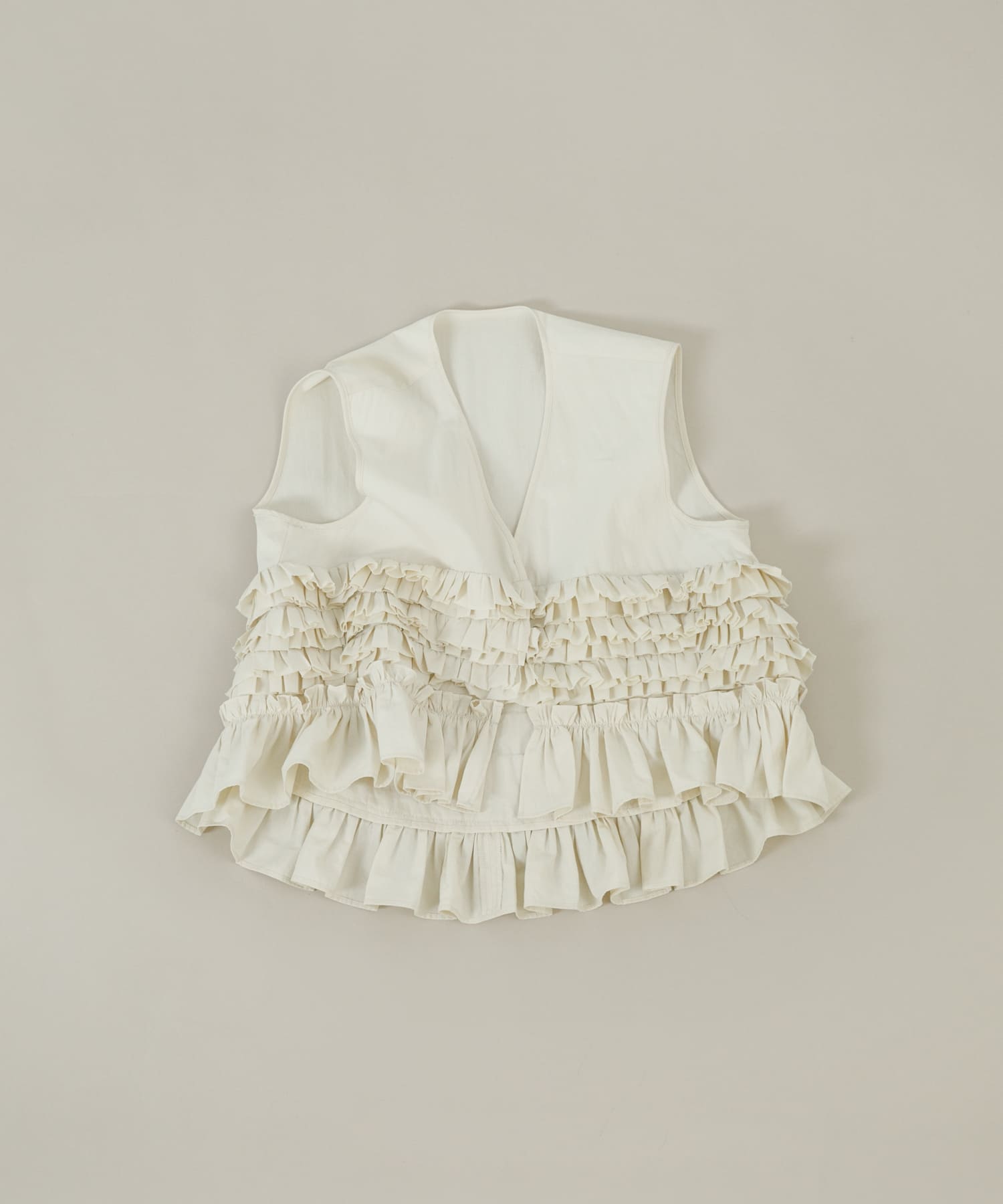 frill no sleeve blouse クリーム FREE