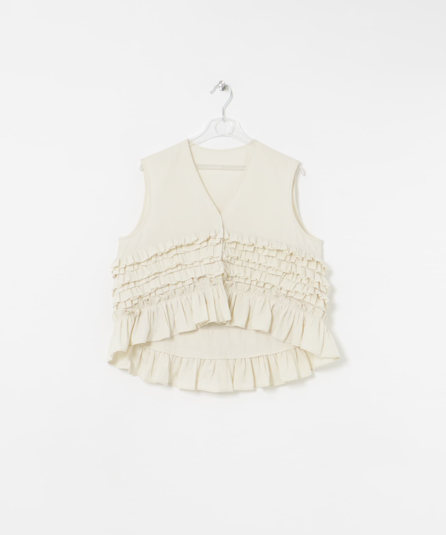 frill no sleeve blouse クリーム FREE