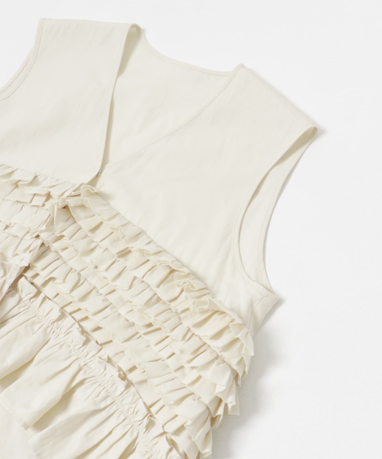 frill no sleeve blouse クリーム FREE