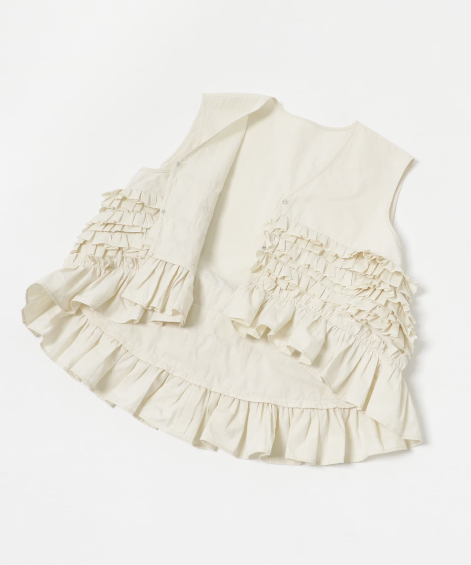 frill no sleeve blouse クリーム FREE