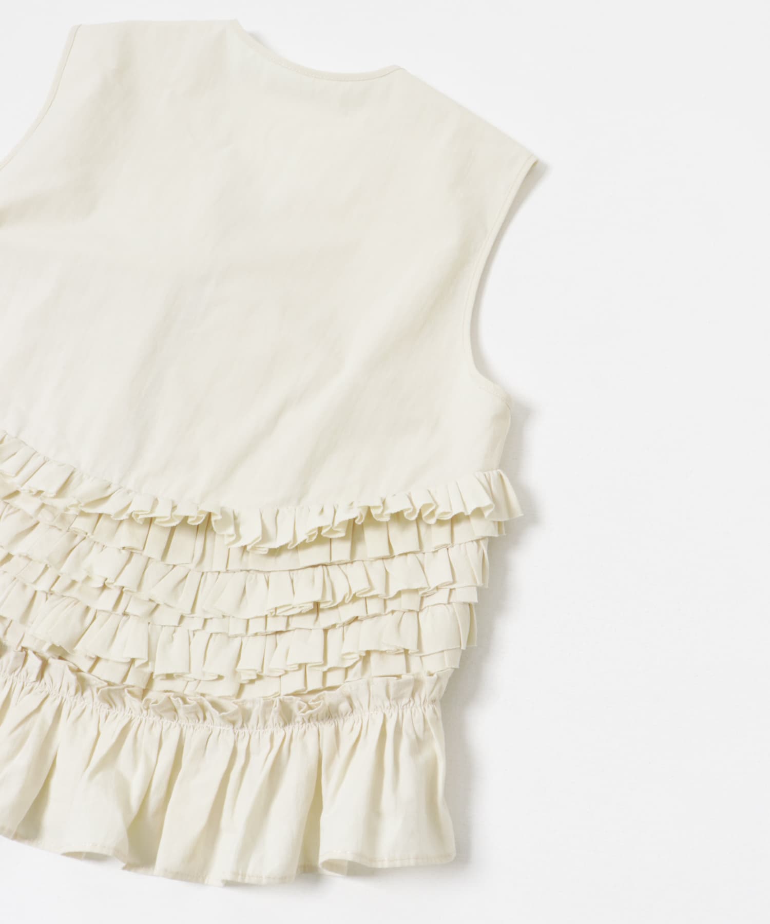frill no sleeve blouse クリーム FREE