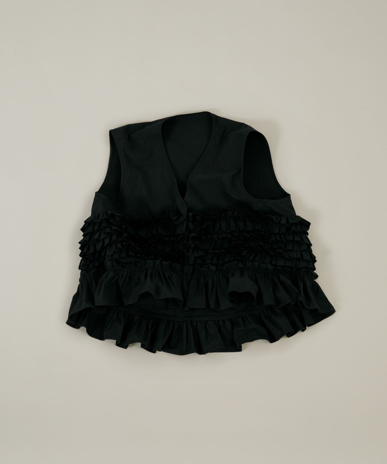 frill no sleeve blouse インク FREE
