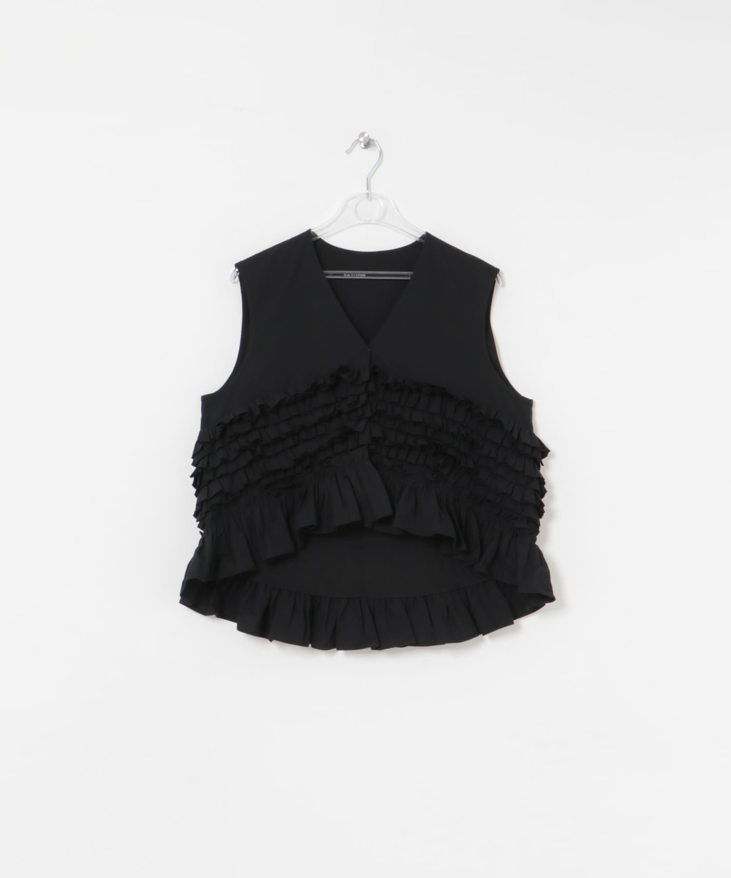 frill no sleeve blouse インク FREE