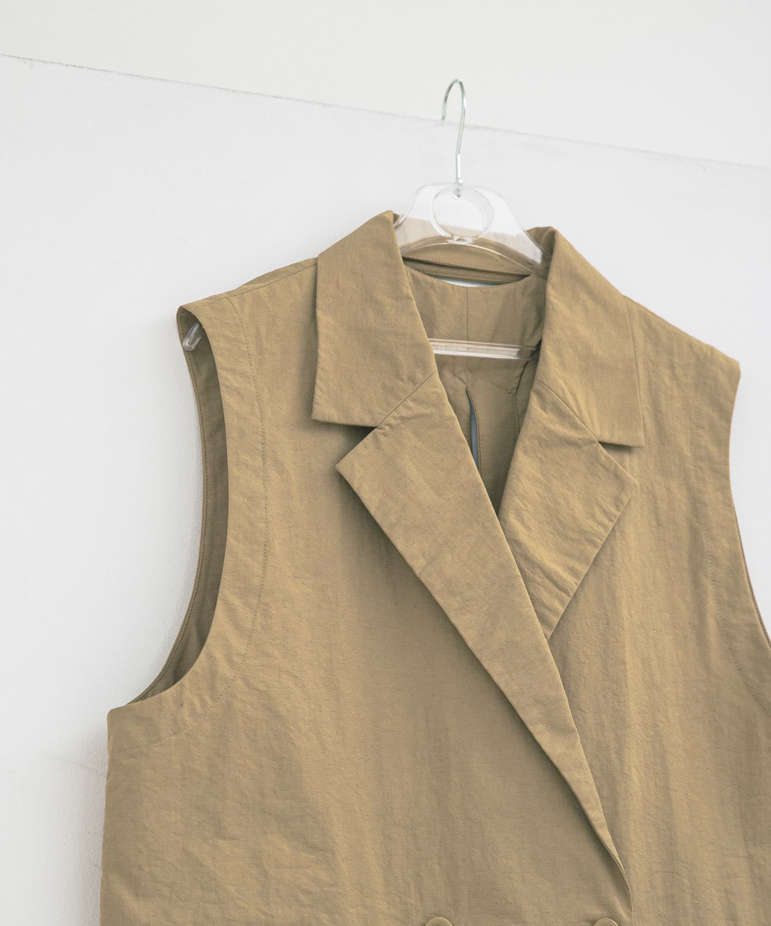 no sleeve slit jacket キャメル FREE